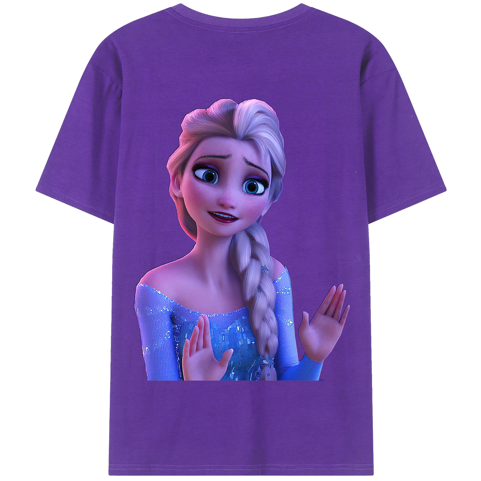 （画像用） アナと雪の女王 アンナ エルサ Frozen Anna Elsa 綿100％半袖Tシャツ（背面プリント）