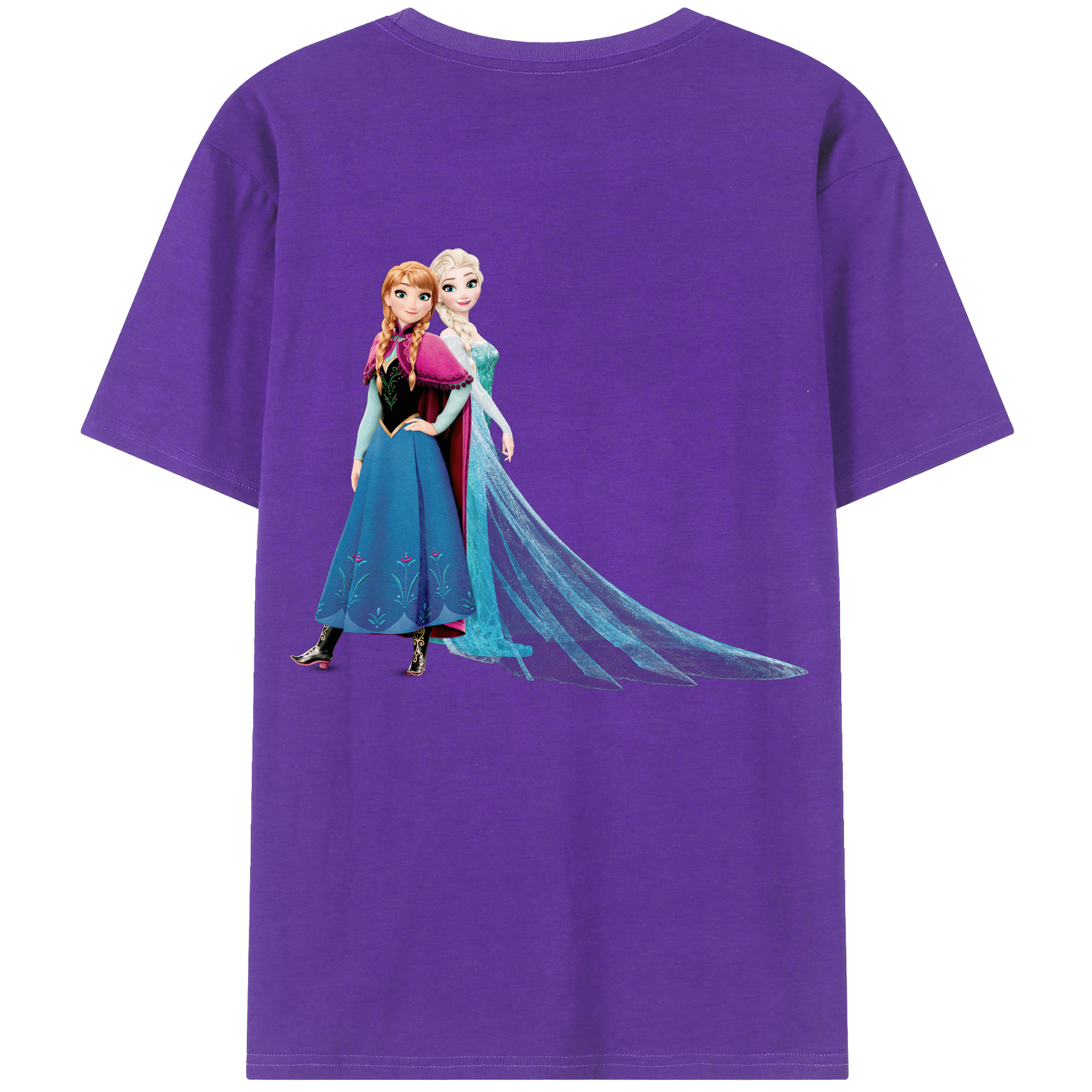 （画像用） アナと雪の女王 アンナ エルサ Frozen Anna Elsa 綿100％半袖Tシャツ（背面プリント）
