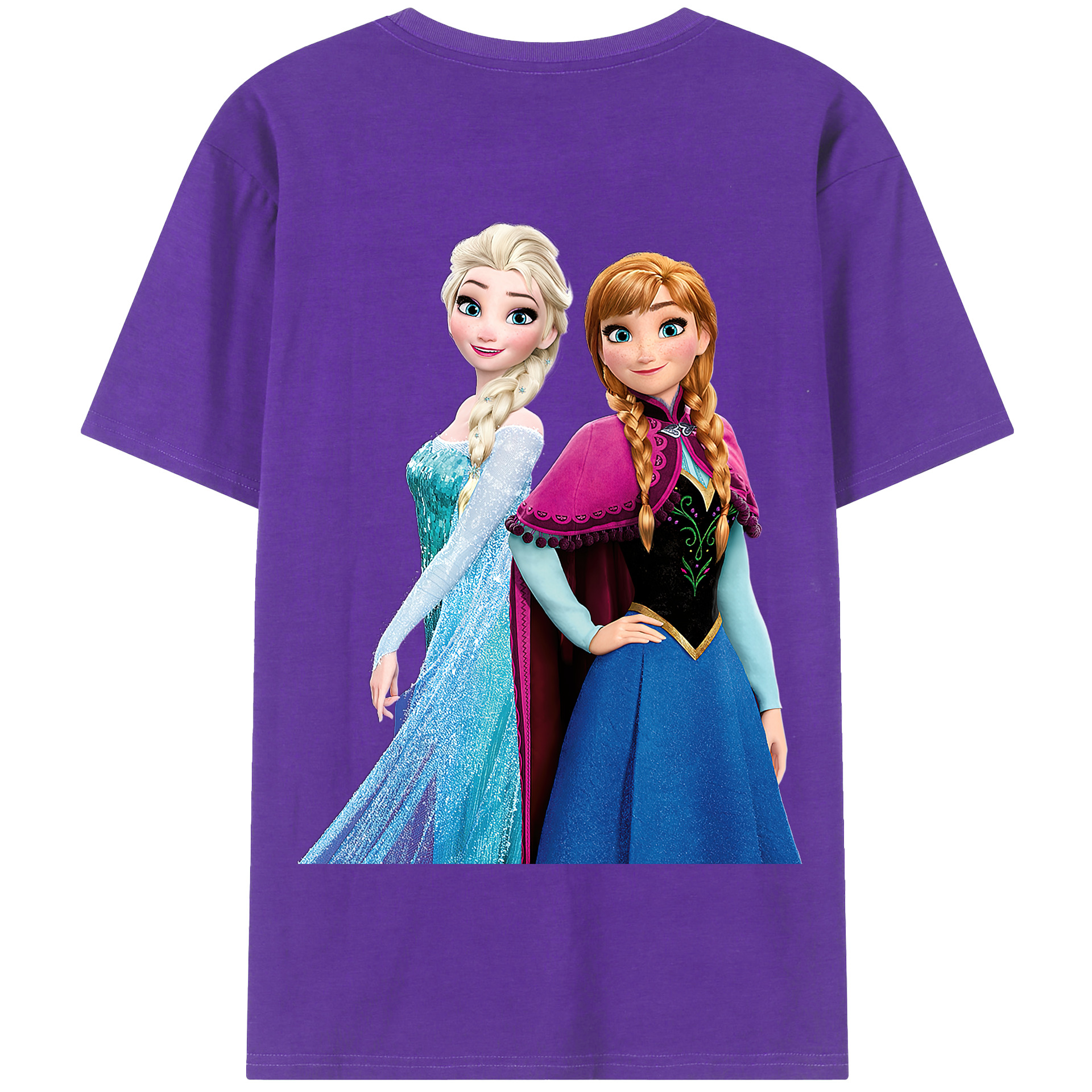 （画像用） アナと雪の女王 アンナ エルサ Frozen Anna Elsa 綿100％半袖Tシャツ（背面プリント）