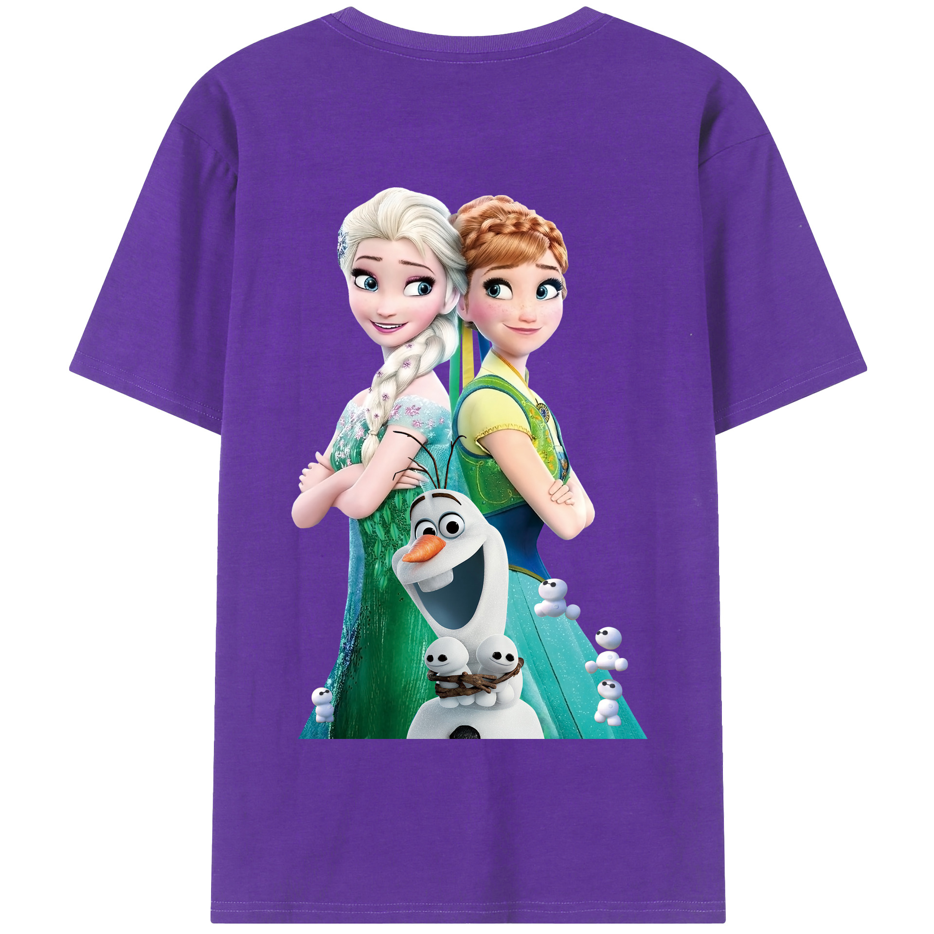 （画像用） アナと雪の女王 アンナ エルサ Frozen Anna Elsa 綿100％半袖Tシャツ（背面プリント）