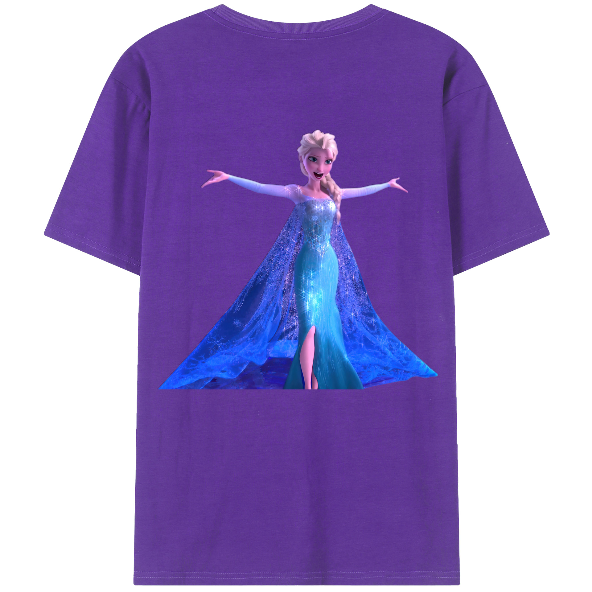 （画像用） アナと雪の女王 アンナ エルサ Frozen Anna Elsa 綿100％半袖Tシャツ（背面プリント）