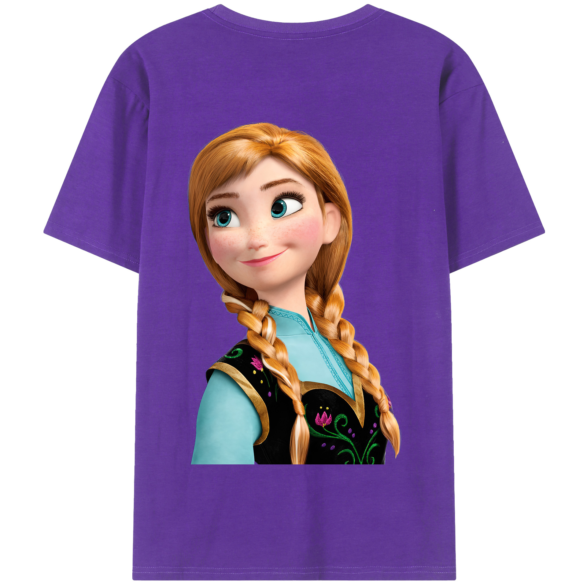 （画像用） アナと雪の女王 アンナ エルサ Frozen Anna Elsa 綿100％半袖Tシャツ（背面プリント）
