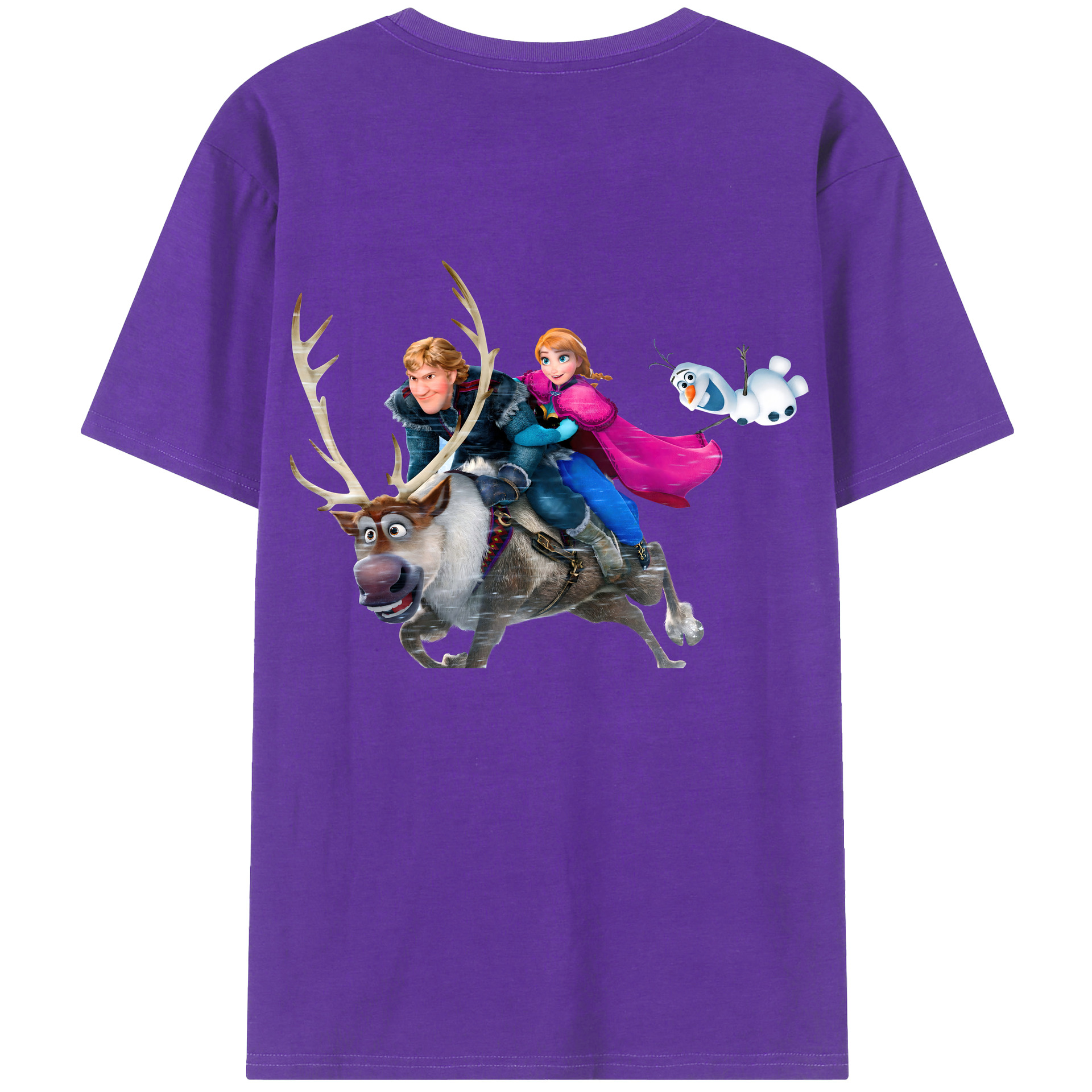 （画像用） アナと雪の女王 アンナ エルサ Frozen Anna Elsa 綿100％半袖Tシャツ（背面プリント）