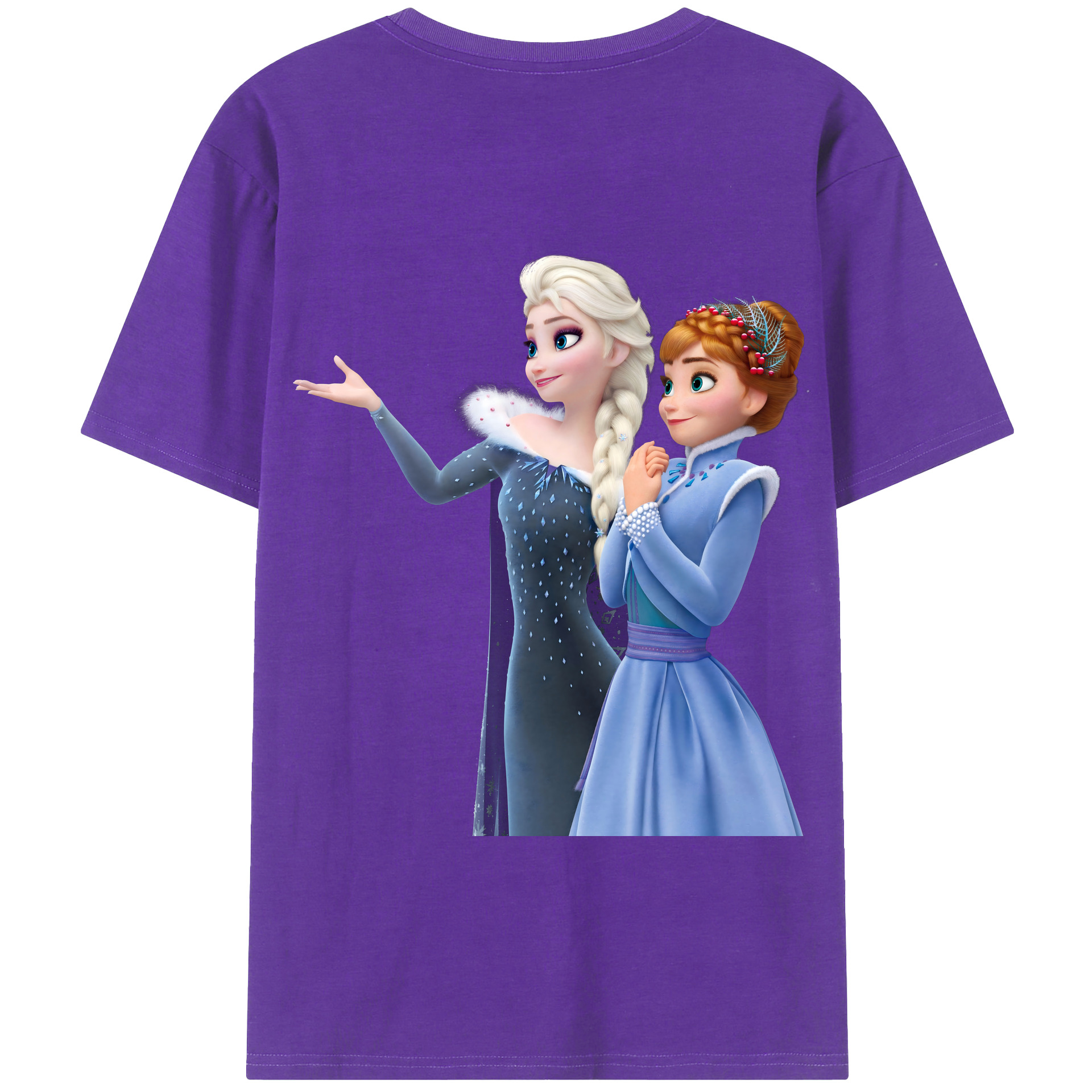 （画像用） アナと雪の女王 アンナ エルサ Frozen Anna Elsa 綿100％半袖Tシャツ（背面プリント）