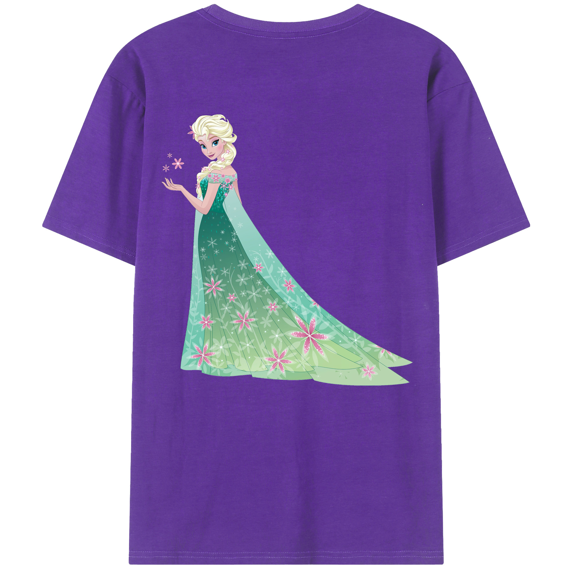 （画像用） アナと雪の女王 アンナ エルサ Frozen Anna Elsa 綿100％半袖Tシャツ（背面プリント）