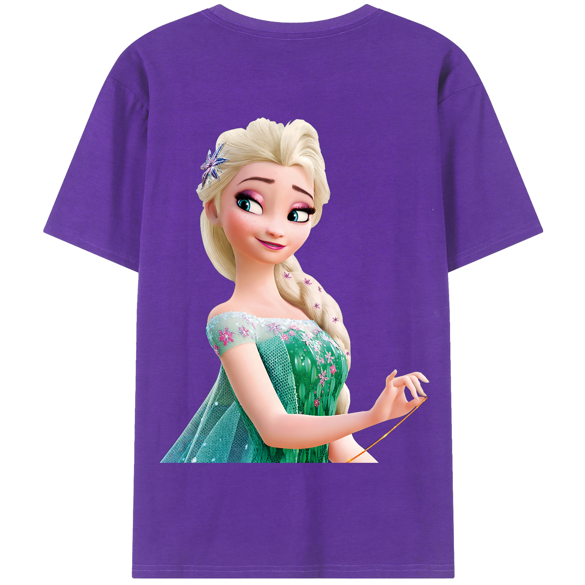 （画像用） アナと雪の女王 アンナ エルサ Frozen Anna Elsa 綿100％半袖Tシャツ（背面プリント）
