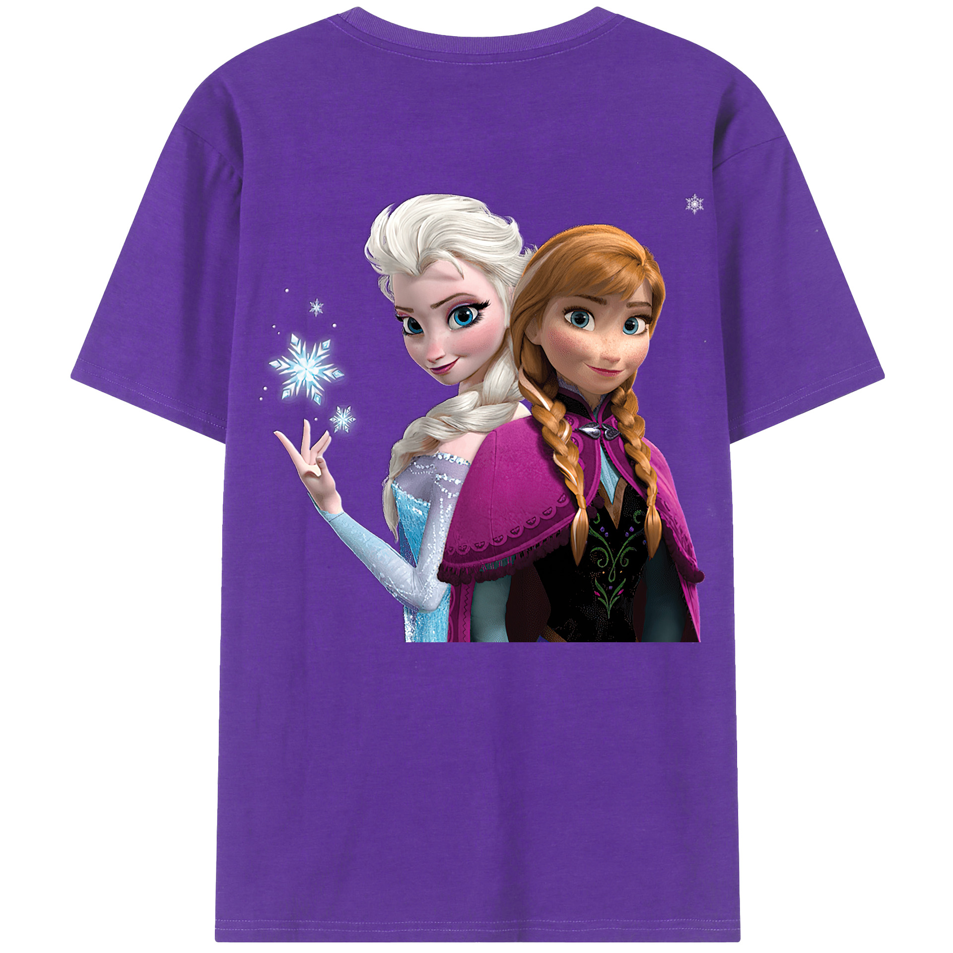 （画像用） アナと雪の女王 アンナ エルサ Frozen Anna Elsa 綿100％半袖Tシャツ（背面プリント）