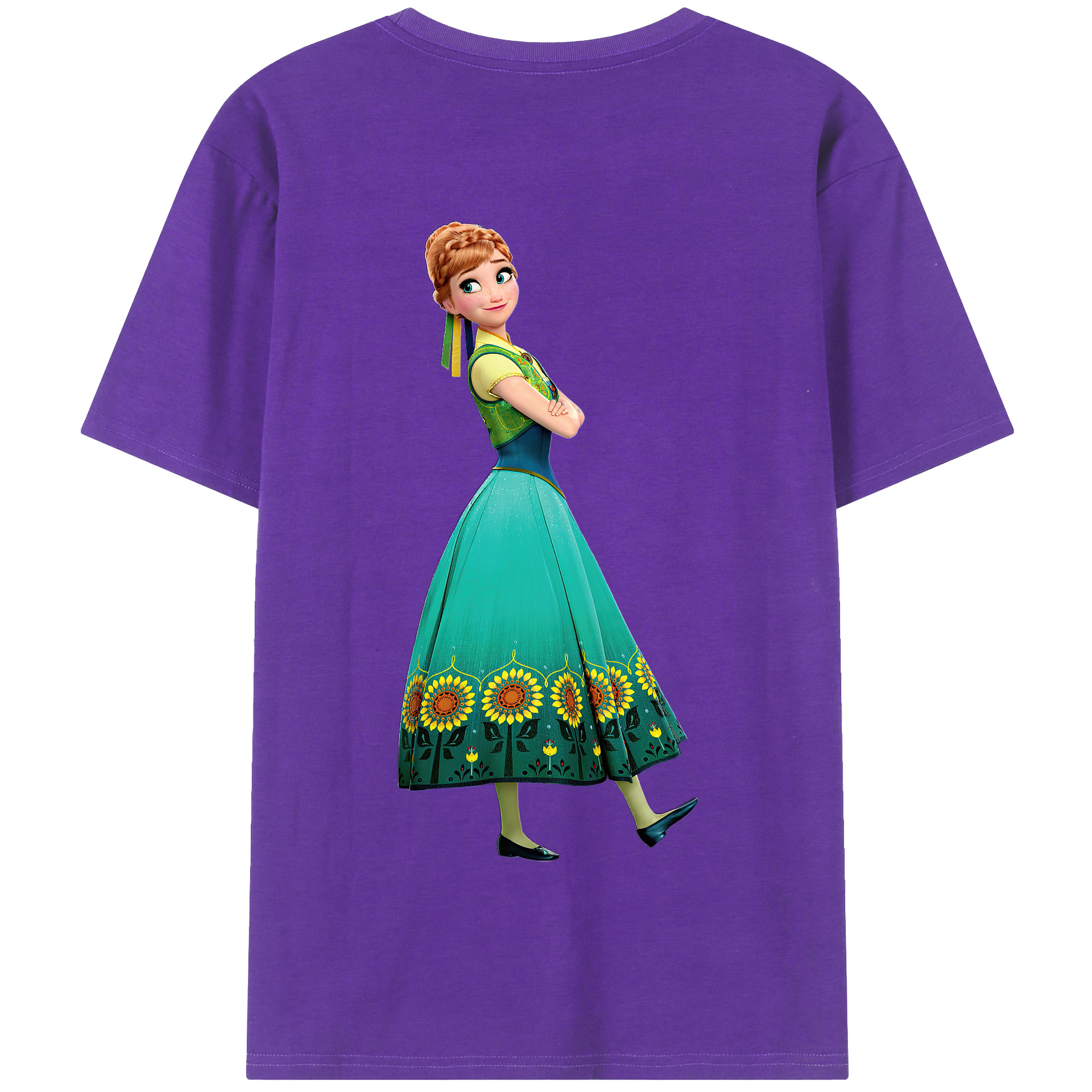 （画像用） アナと雪の女王 アンナ エルサ Frozen Anna Elsa 綿100％半袖Tシャツ（背面プリント）
