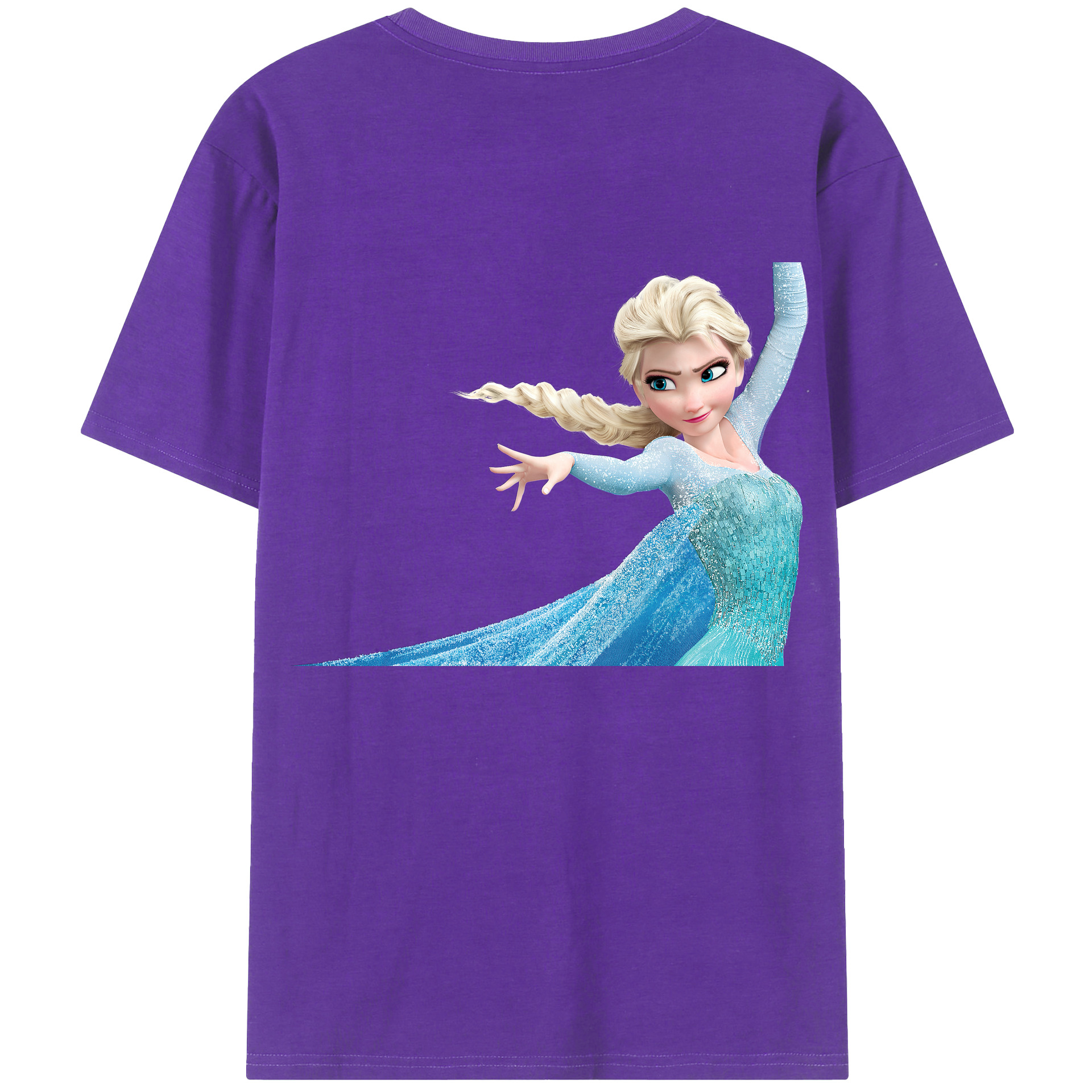 （画像用） アナと雪の女王 アンナ エルサ Frozen Anna Elsa 綿100％半袖Tシャツ（背面プリント）