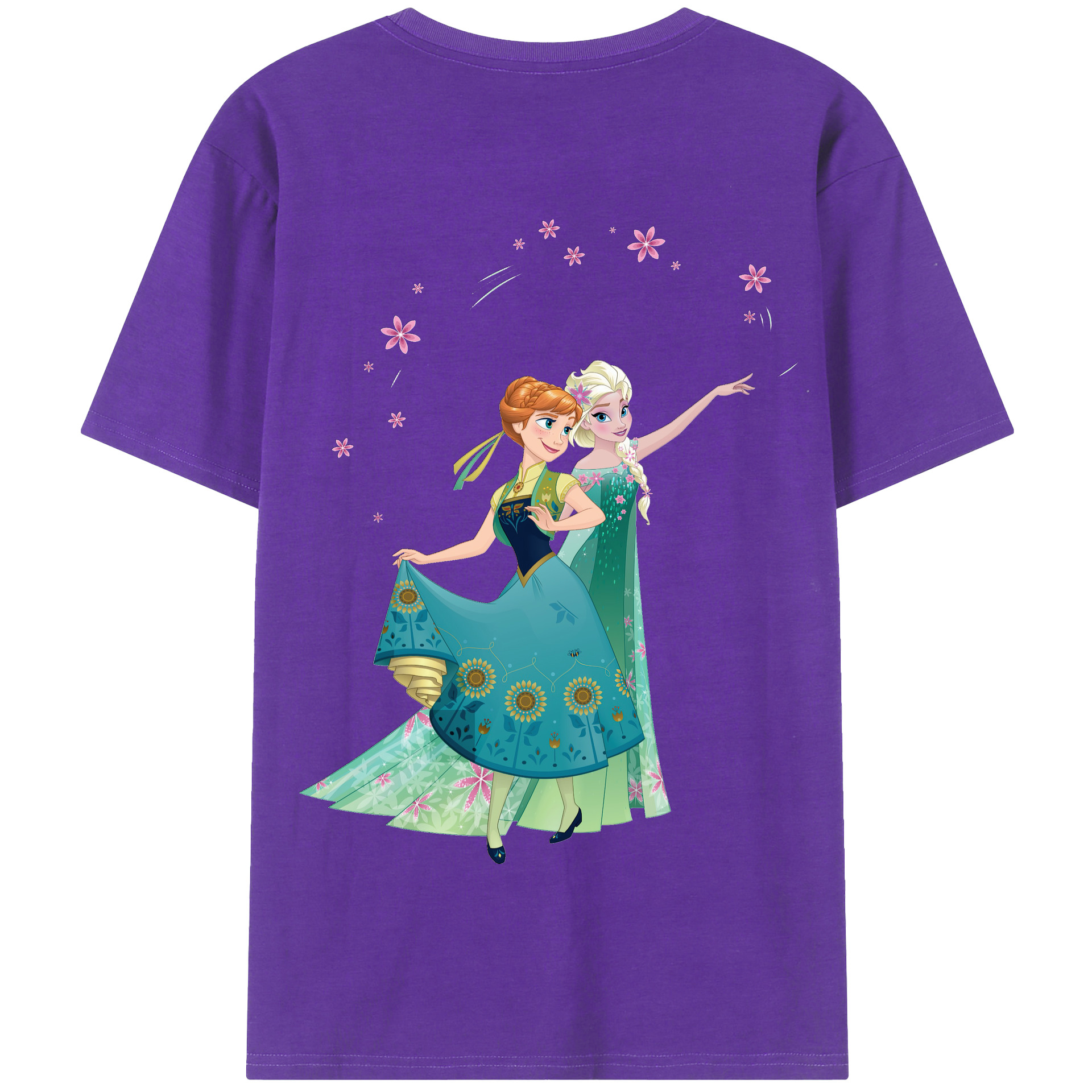 （画像用） アナと雪の女王 アンナ エルサ Frozen Anna Elsa 綿100％半袖Tシャツ（背面プリント）