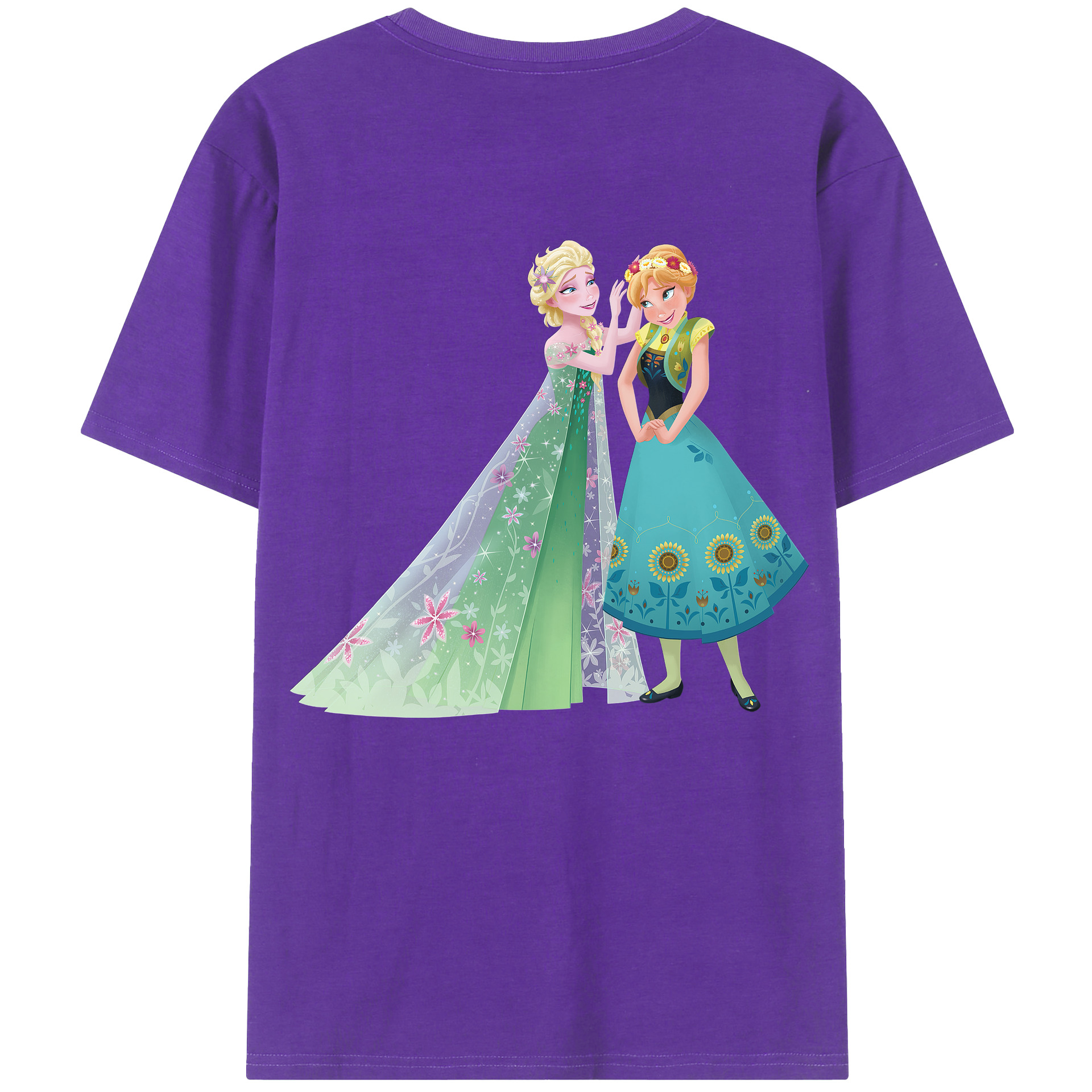 （画像用） アナと雪の女王 アンナ エルサ Frozen Anna Elsa 綿100％半袖Tシャツ（背面プリント）