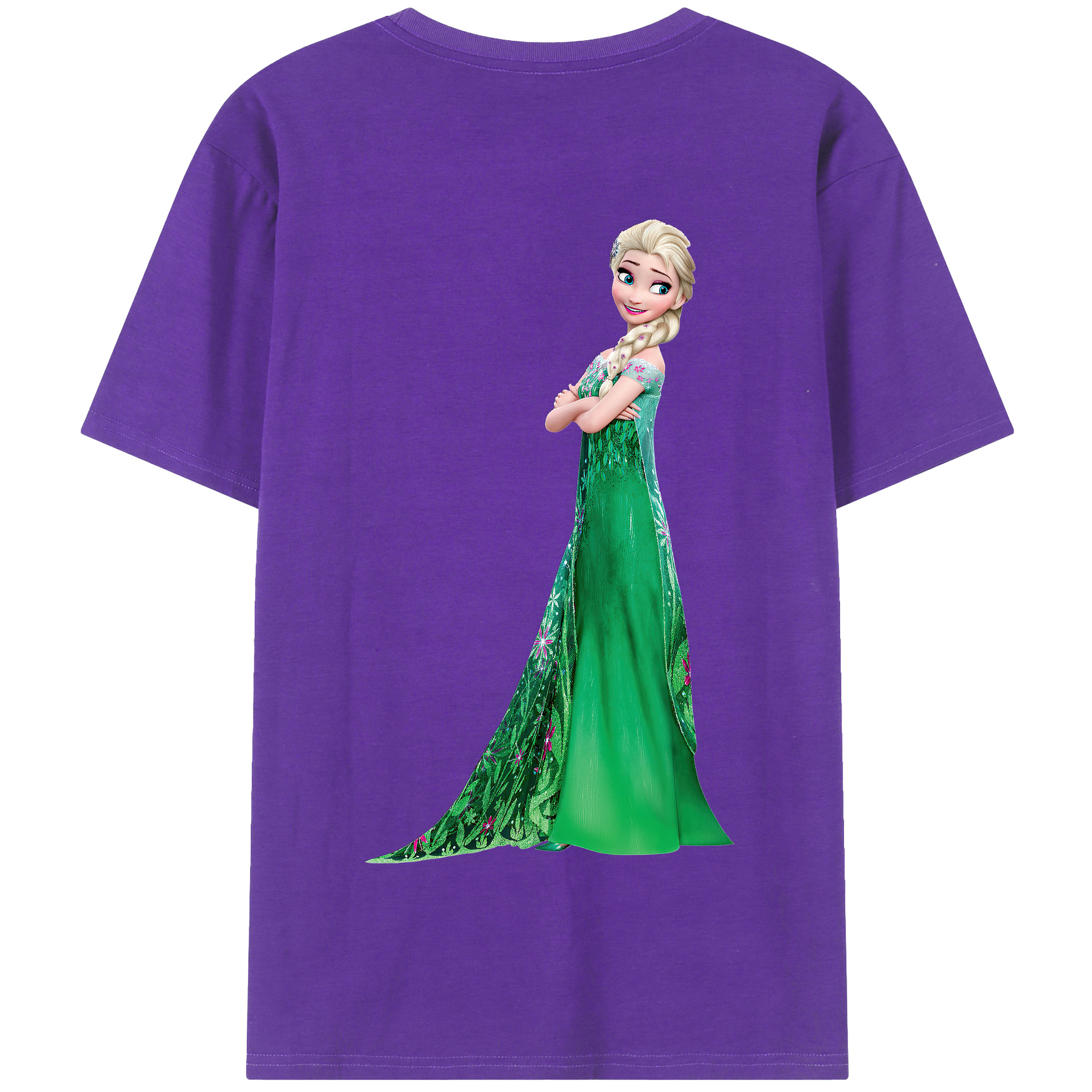 （画像用） アナと雪の女王 アンナ エルサ Frozen Anna Elsa 綿100％半袖Tシャツ（背面プリント）