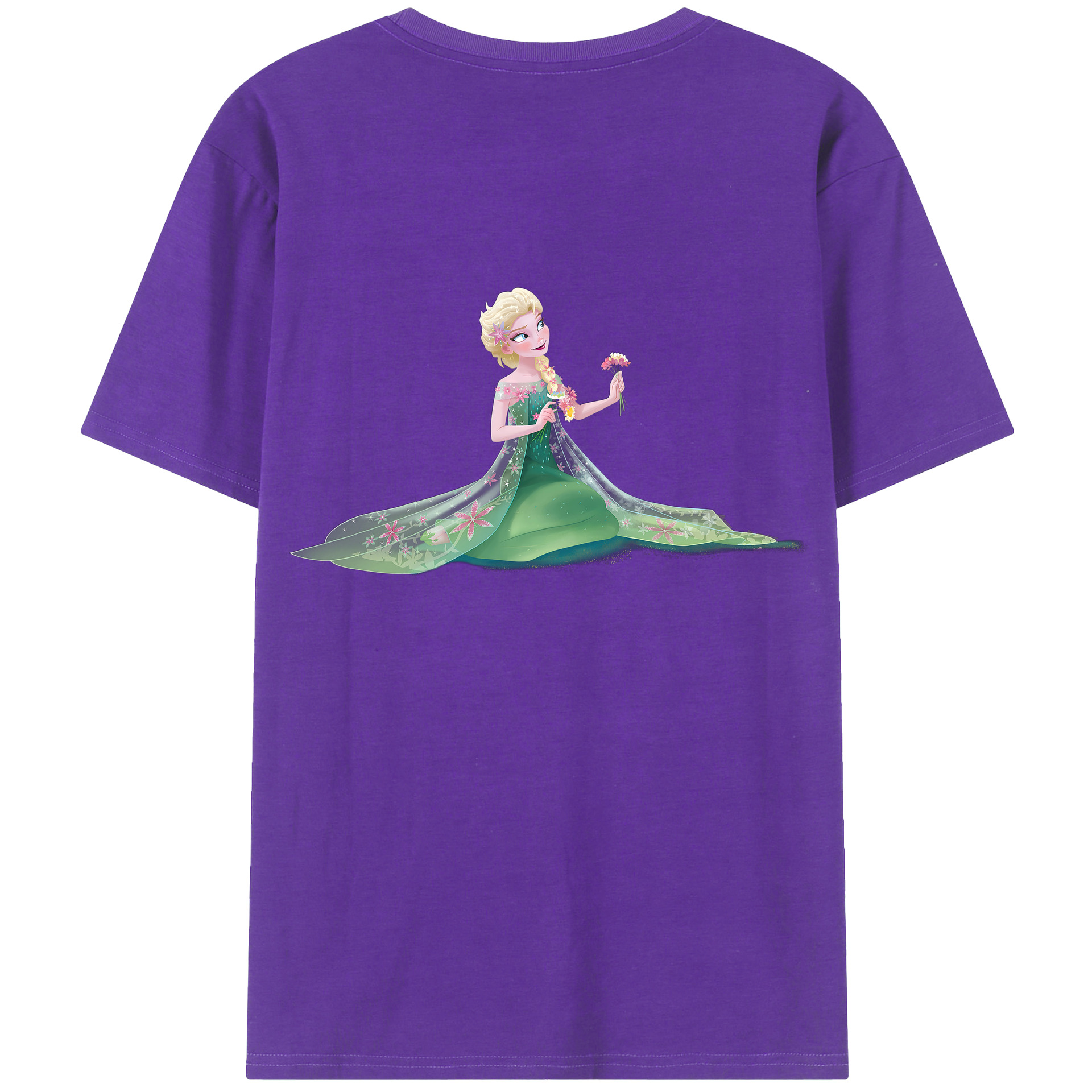 （画像用） アナと雪の女王 アンナ エルサ Frozen Anna Elsa 綿100％半袖Tシャツ（背面プリント）