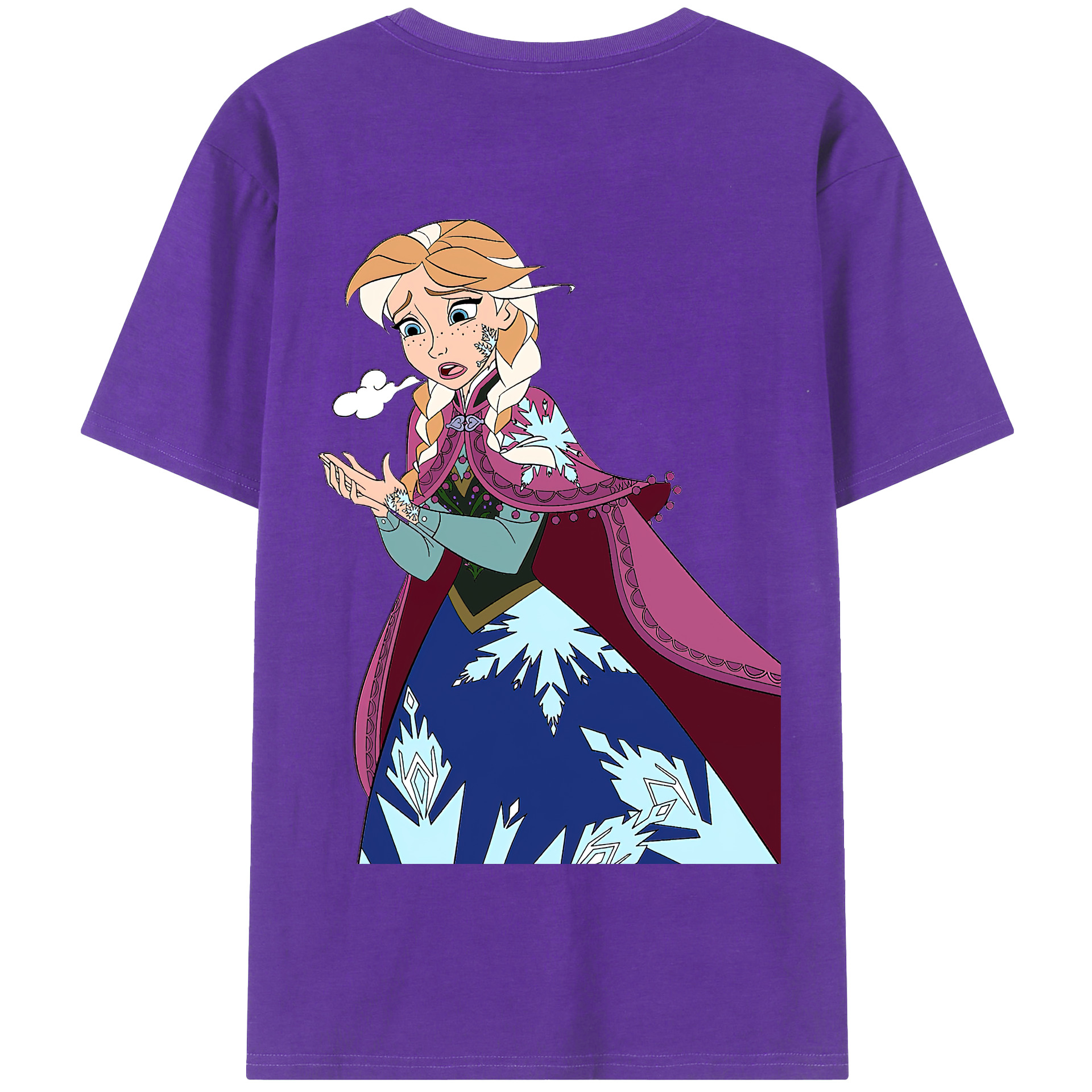 （画像用） アナと雪の女王 アンナ エルサ Frozen Anna Elsa 綿100％半袖Tシャツ（背面プリント）