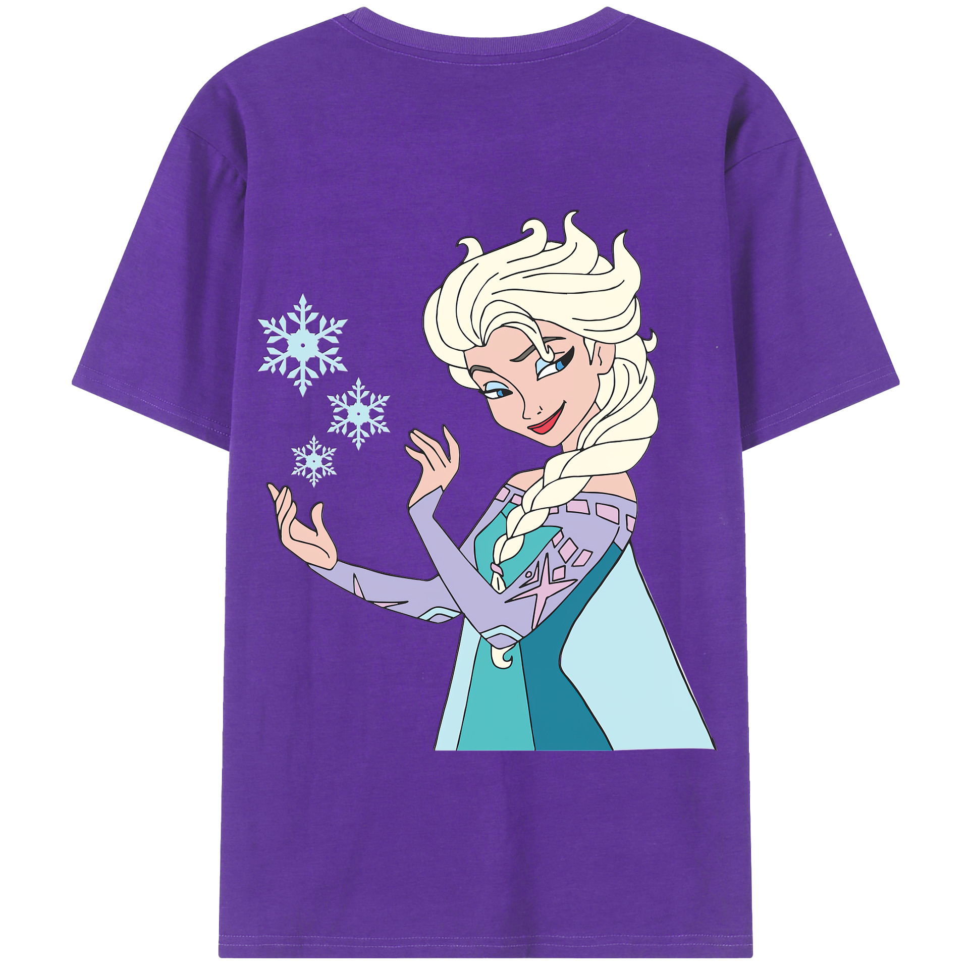 （画像用） アナと雪の女王 アンナ エルサ Frozen Anna Elsa 綿100％半袖Tシャツ（背面プリント）