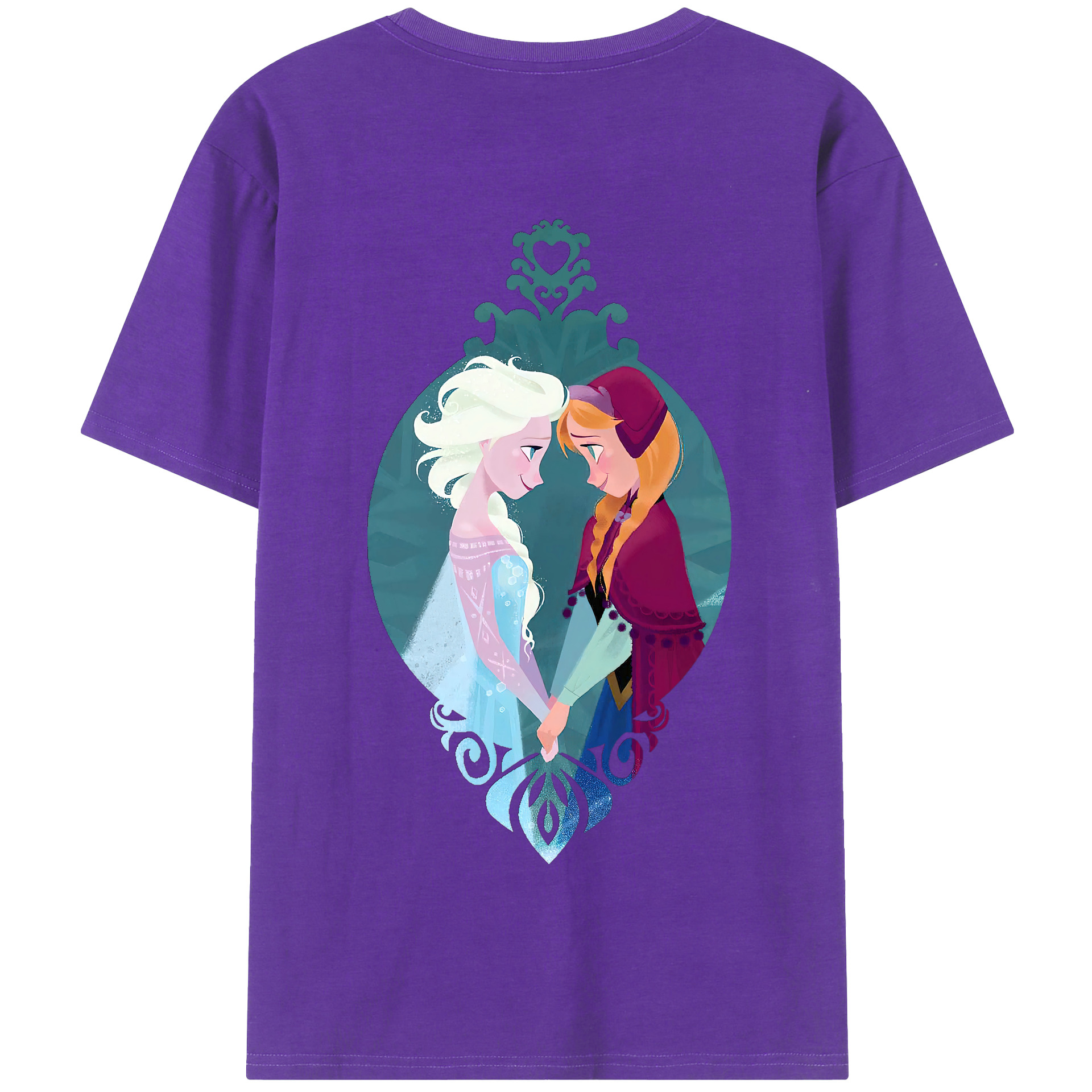 （画像用） アナと雪の女王 アンナ エルサ Frozen Anna Elsa 綿100％半袖Tシャツ（背面プリント）
