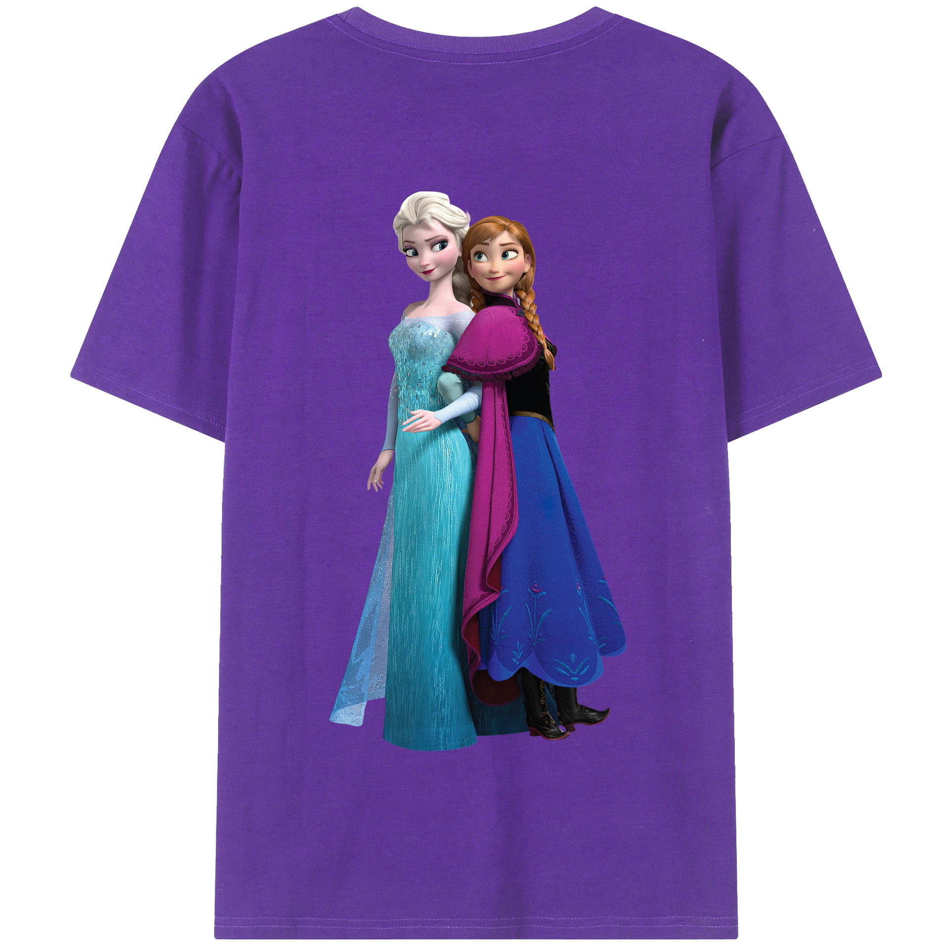 （画像用） アナと雪の女王 アンナ エルサ Frozen Anna Elsa 綿100％半袖Tシャツ（背面プリント）