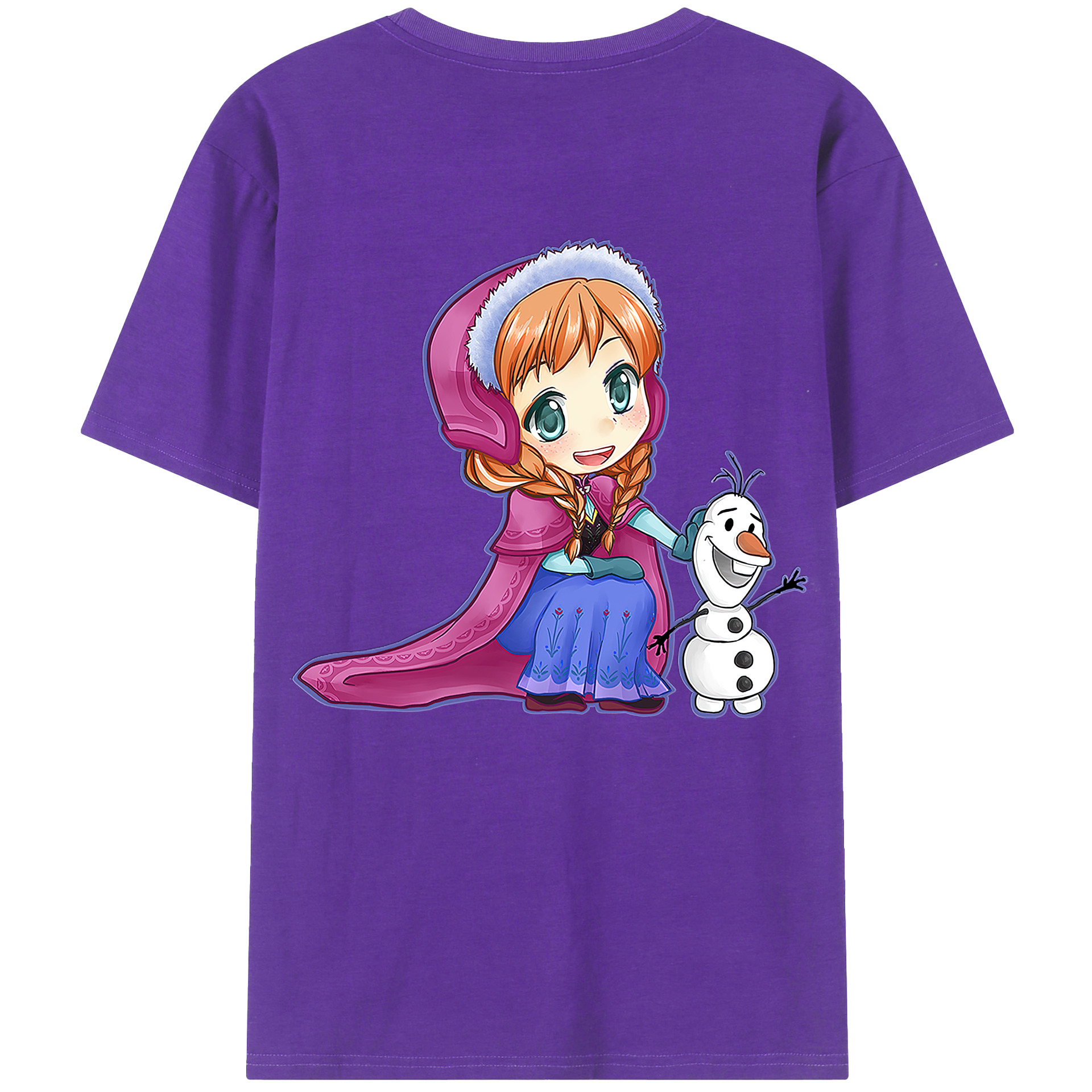 （画像用） アナと雪の女王 アンナ エルサ Frozen Anna Elsa 綿100％半袖Tシャツ（背面プリント）