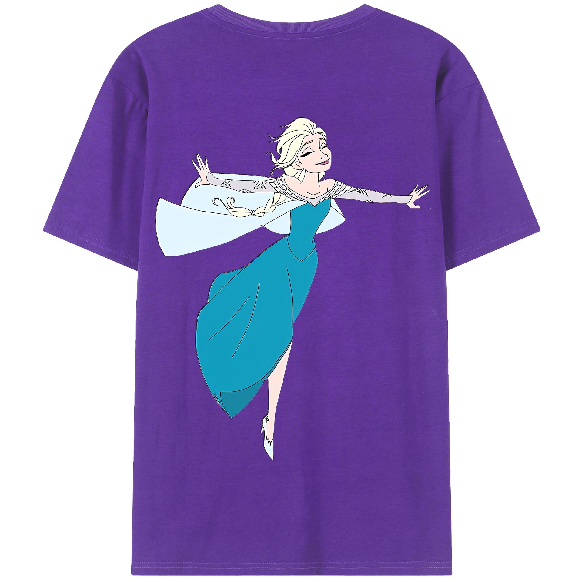 （画像用） アナと雪の女王 アンナ エルサ Frozen Anna Elsa 綿100％半袖Tシャツ（背面プリント）