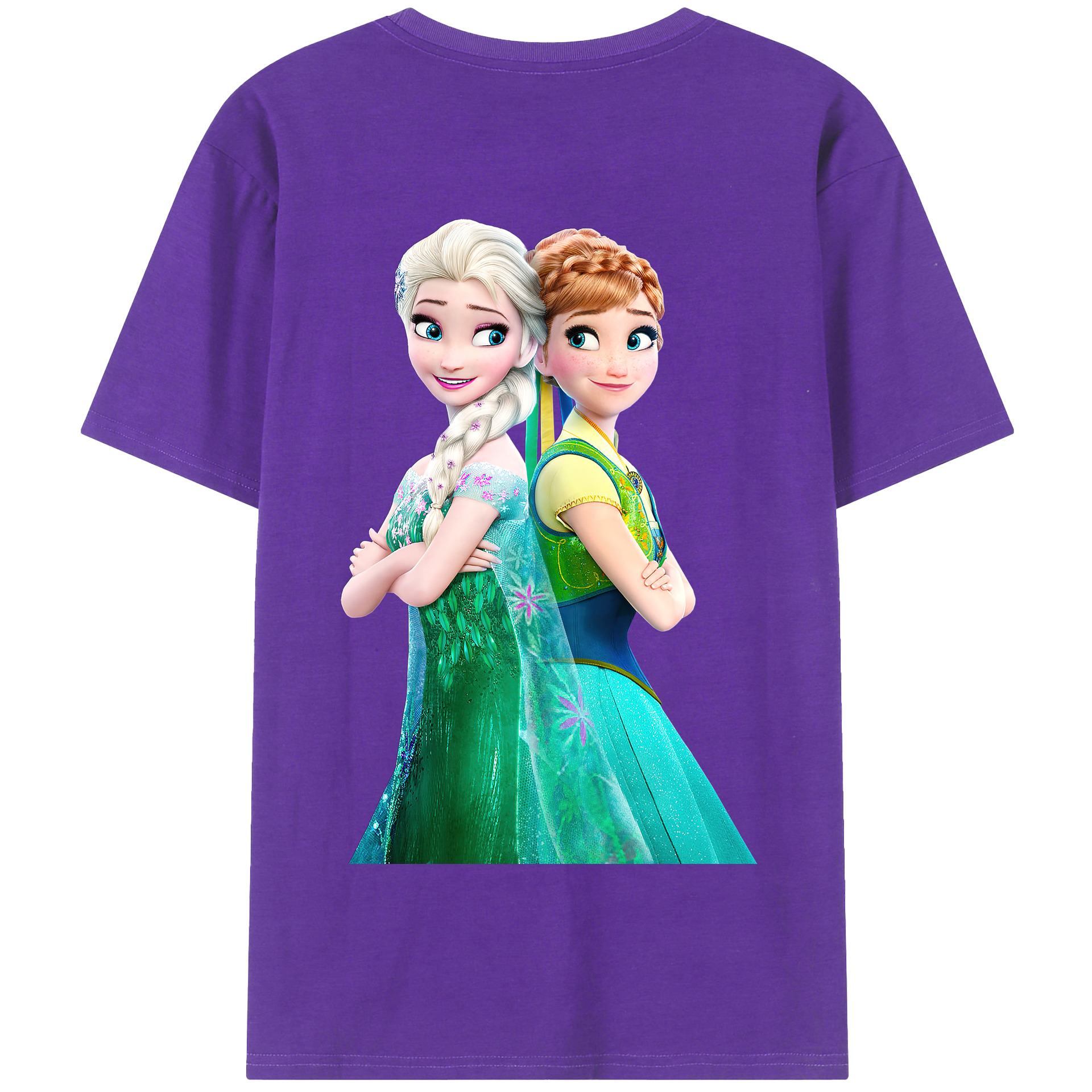 （画像用） アナと雪の女王 アンナ エルサ Frozen Anna Elsa 綿100％半袖Tシャツ（背面プリント）