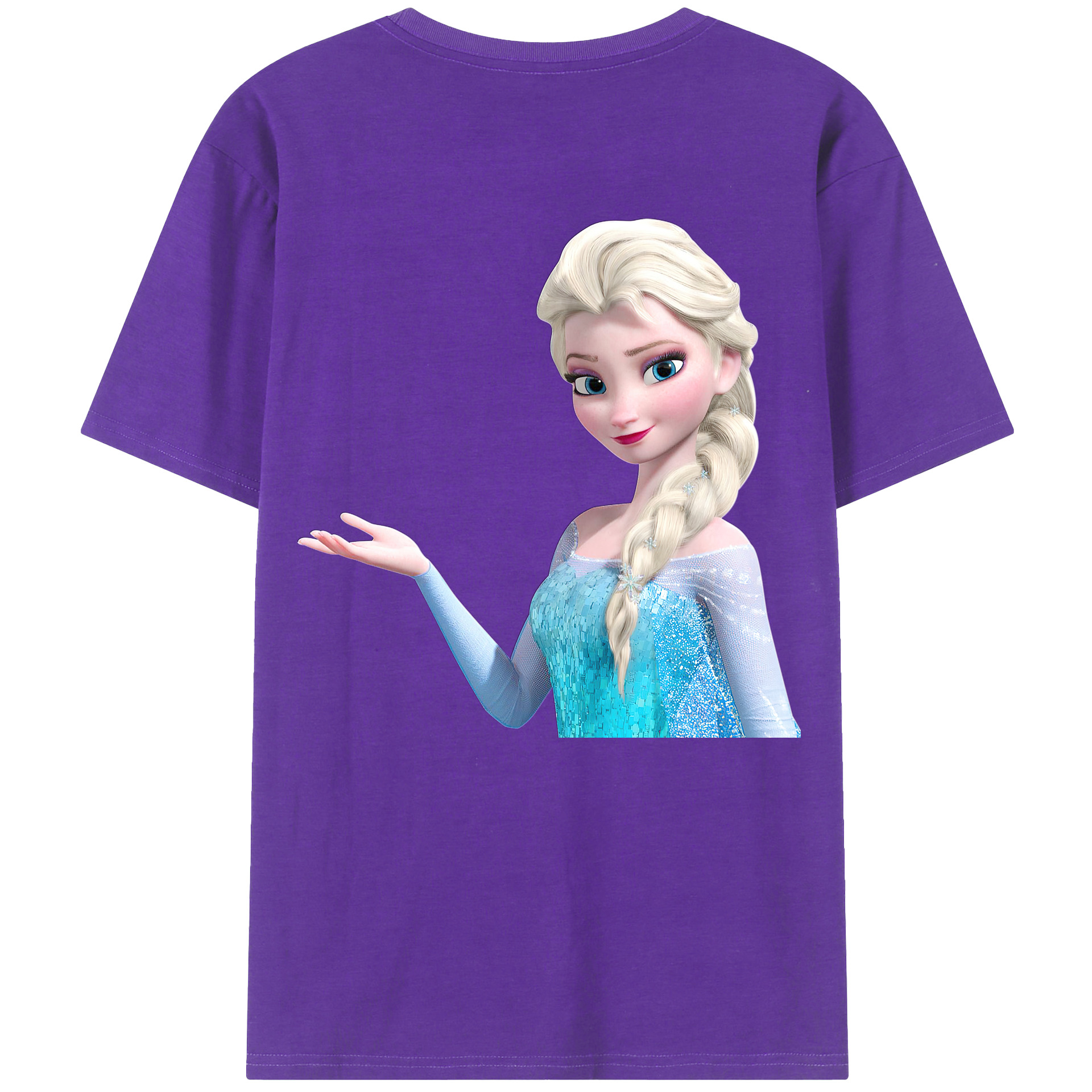 （画像用） アナと雪の女王 アンナ エルサ Frozen Anna Elsa 綿100％半袖Tシャツ（背面プリント）