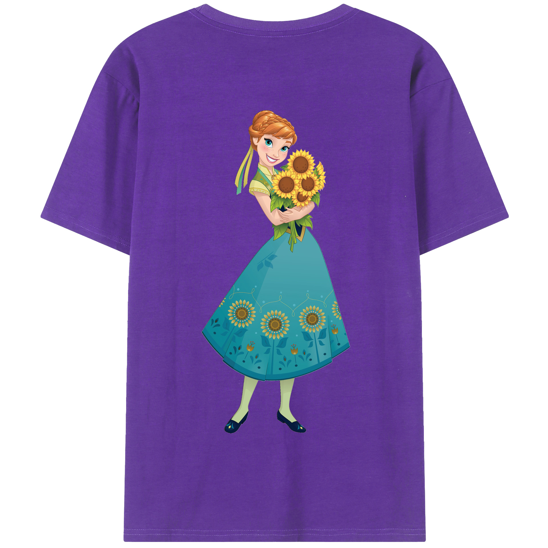 （画像用） アナと雪の女王 アンナ エルサ Frozen Anna Elsa 綿100％半袖Tシャツ（背面プリント）