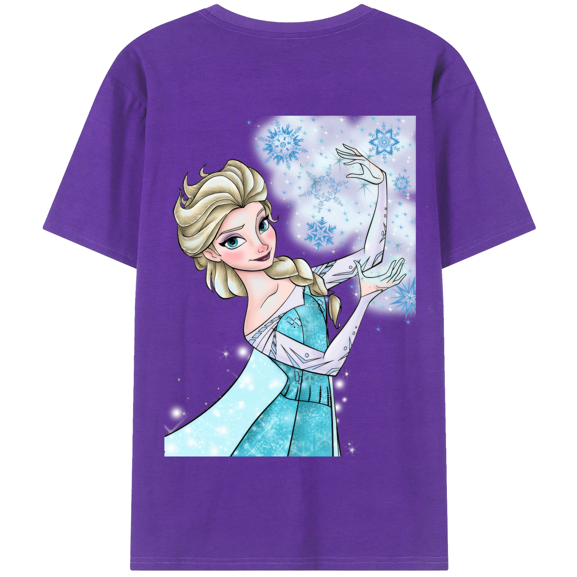 （画像用） アナと雪の女王 アンナ エルサ Frozen Anna Elsa 綿100％半袖Tシャツ（背面プリント）