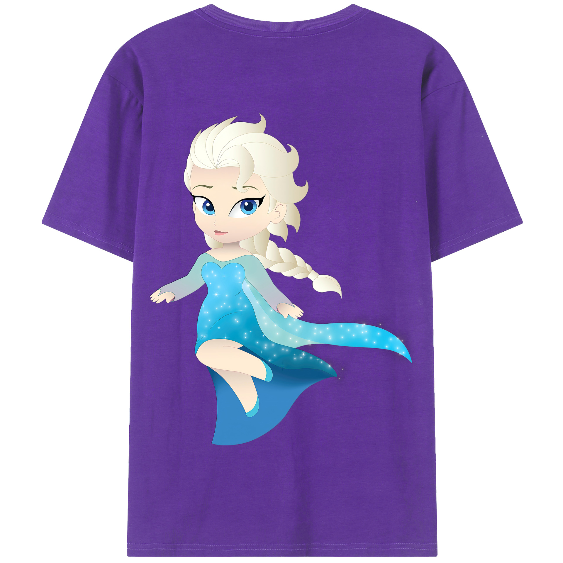 （画像用） アナと雪の女王 アンナ エルサ Frozen Anna Elsa 綿100％半袖Tシャツ（背面プリント）