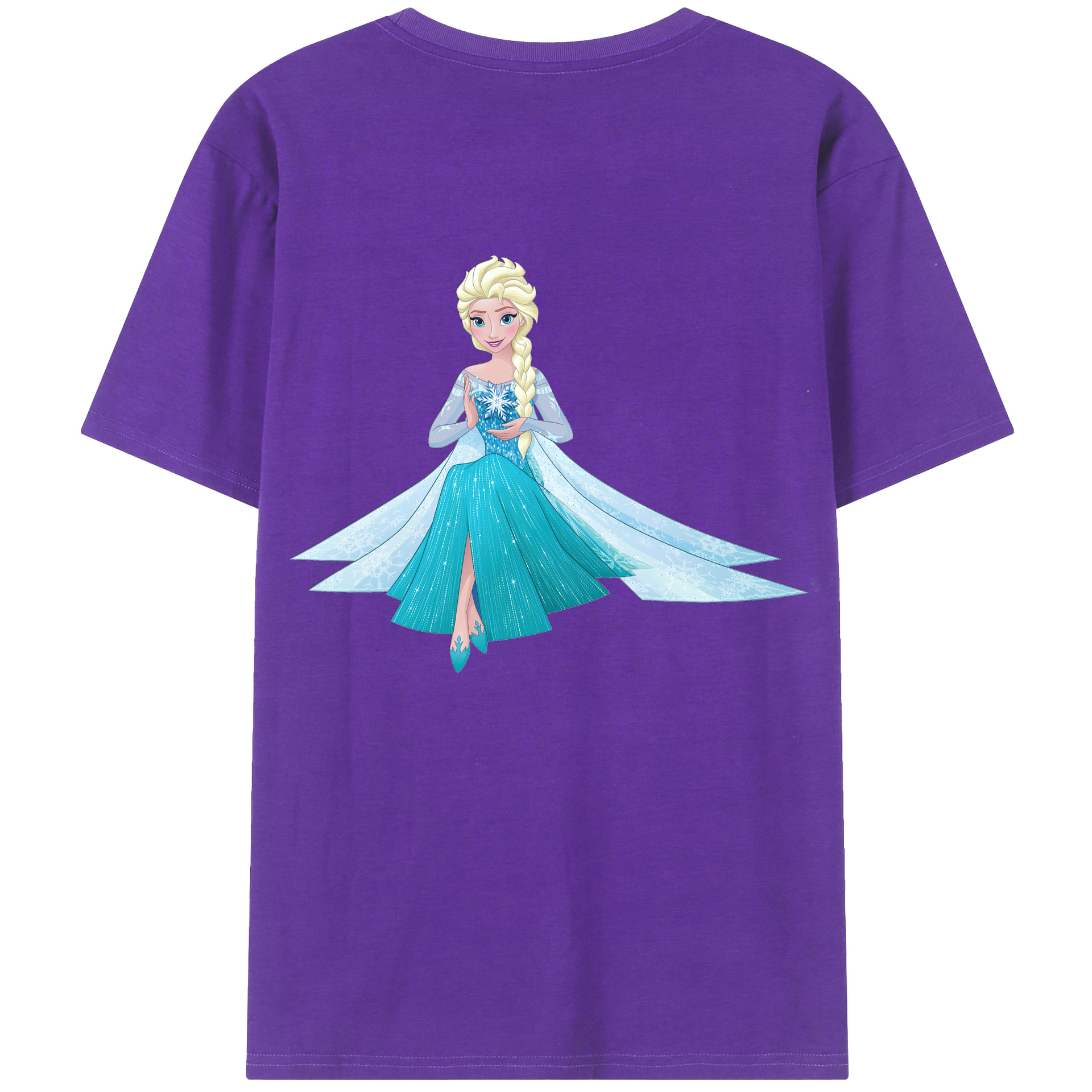 （画像用） アナと雪の女王 アンナ エルサ Frozen Anna Elsa 綿100％半袖Tシャツ（背面プリント）