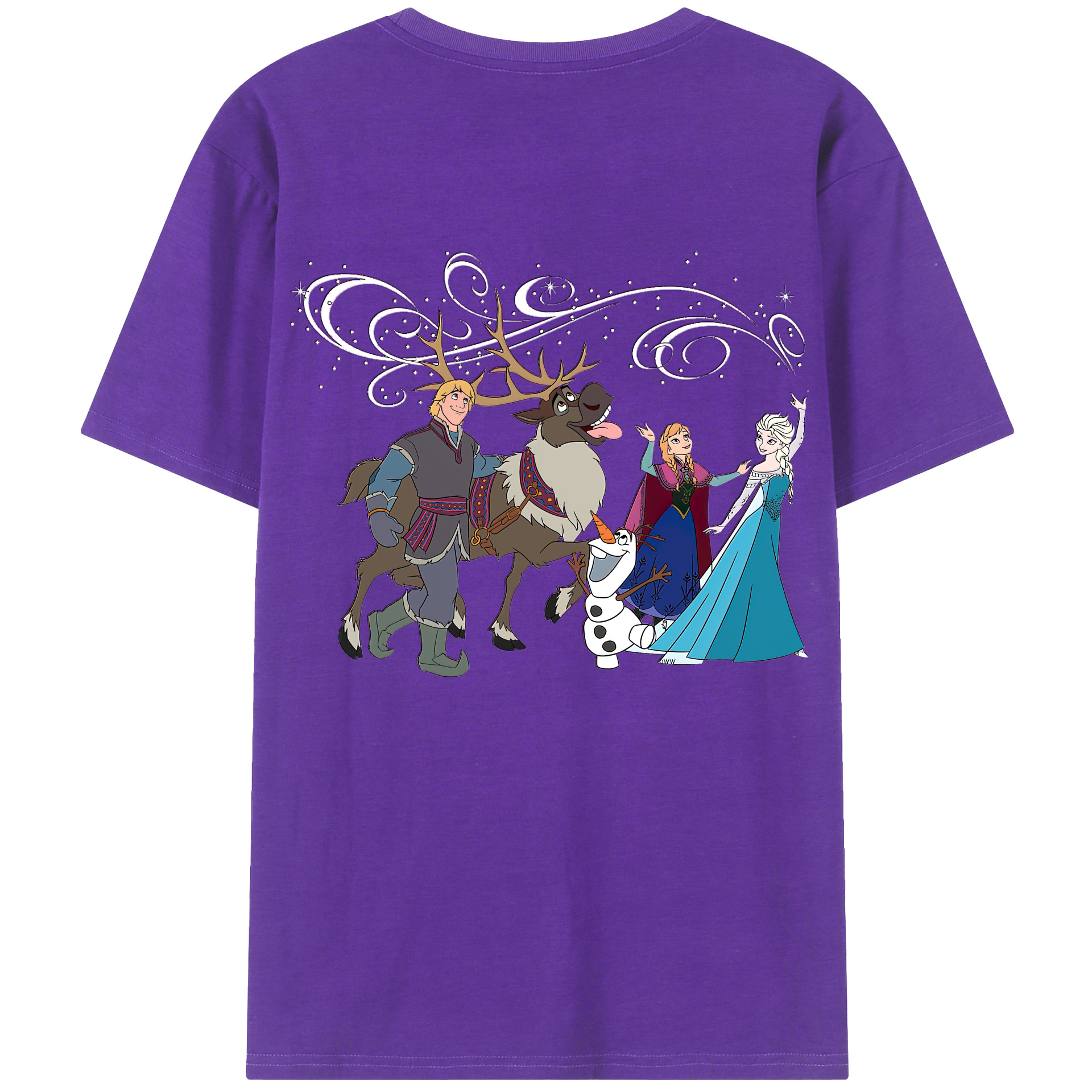（画像用） アナと雪の女王 アンナ エルサ Frozen Anna Elsa 綿100％半袖Tシャツ（背面プリント）