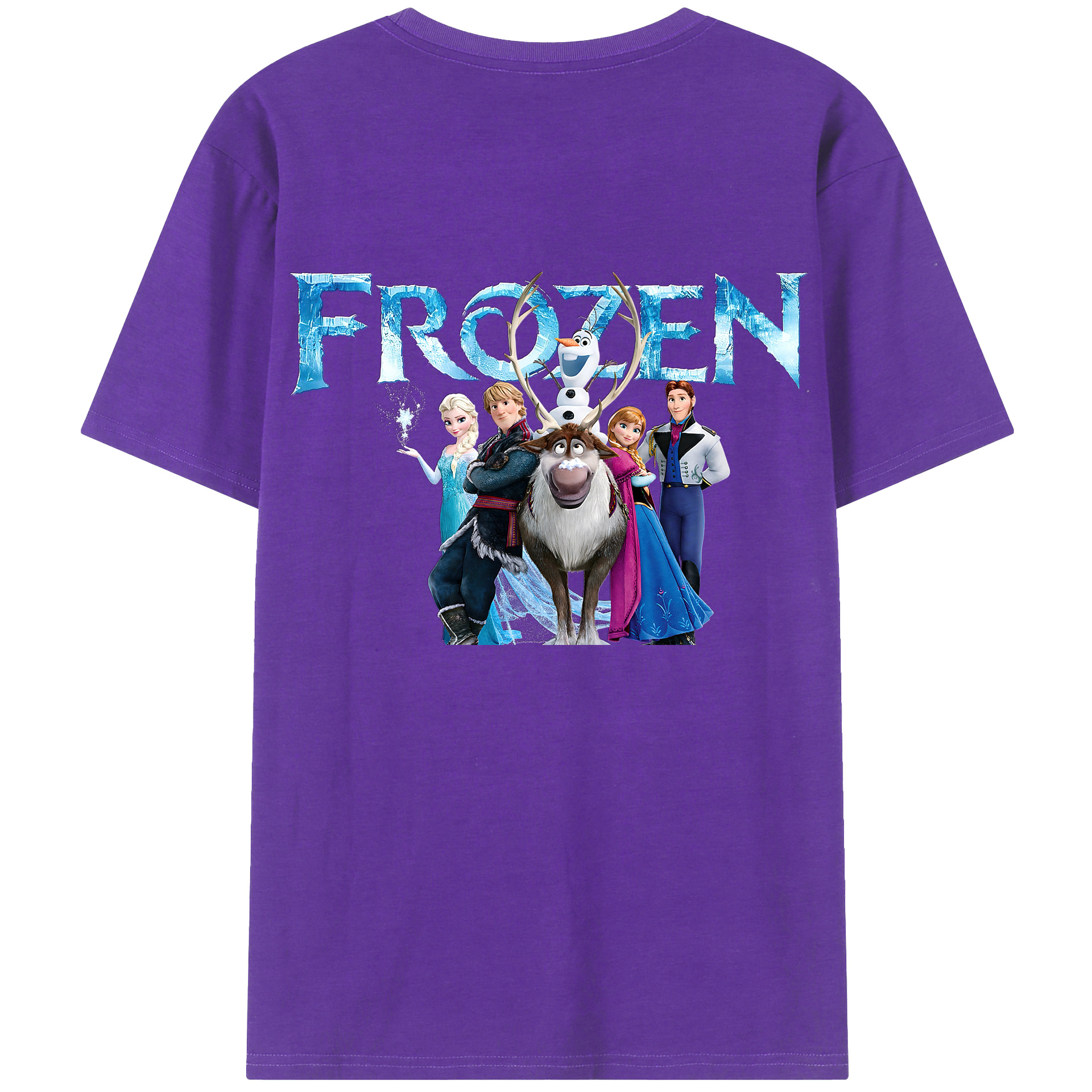 （画像用） アナと雪の女王 アンナ エルサ Frozen Anna Elsa 綿100％半袖Tシャツ（背面プリント）