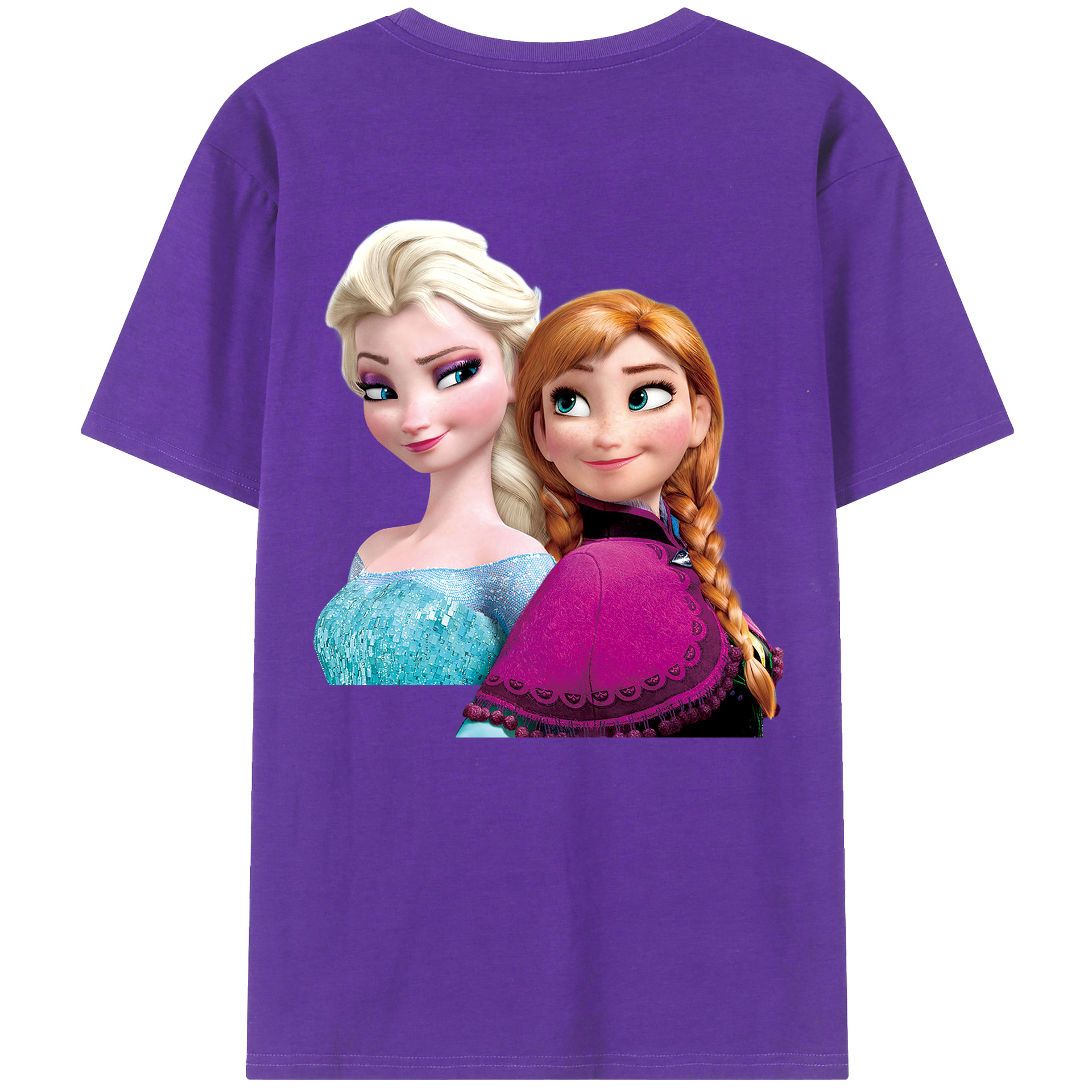 （画像用） アナと雪の女王 アンナ エルサ Frozen Anna Elsa 綿100％半袖Tシャツ（背面プリント）