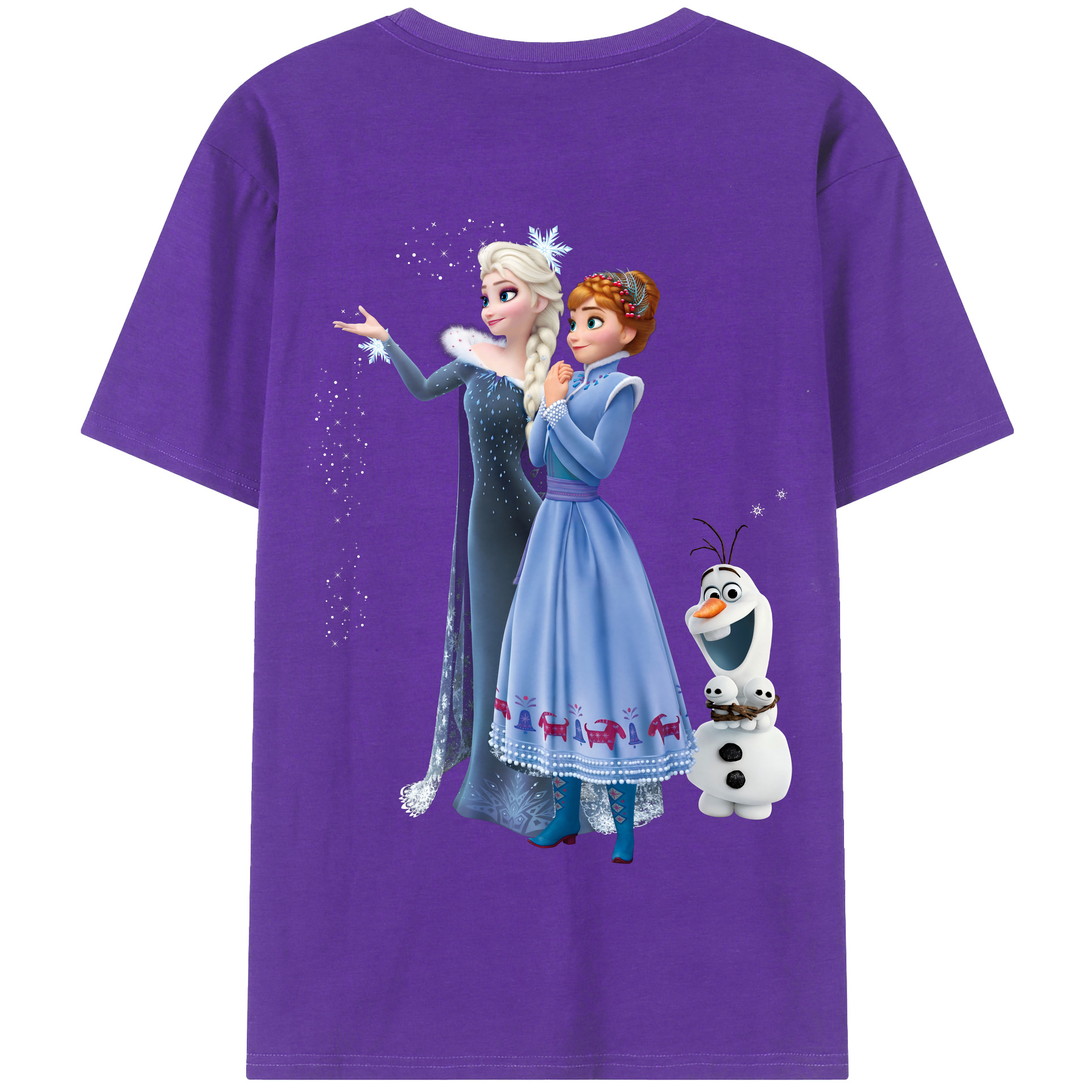 （画像用） アナと雪の女王 アンナ エルサ Frozen Anna Elsa 綿100％半袖Tシャツ（背面プリント）