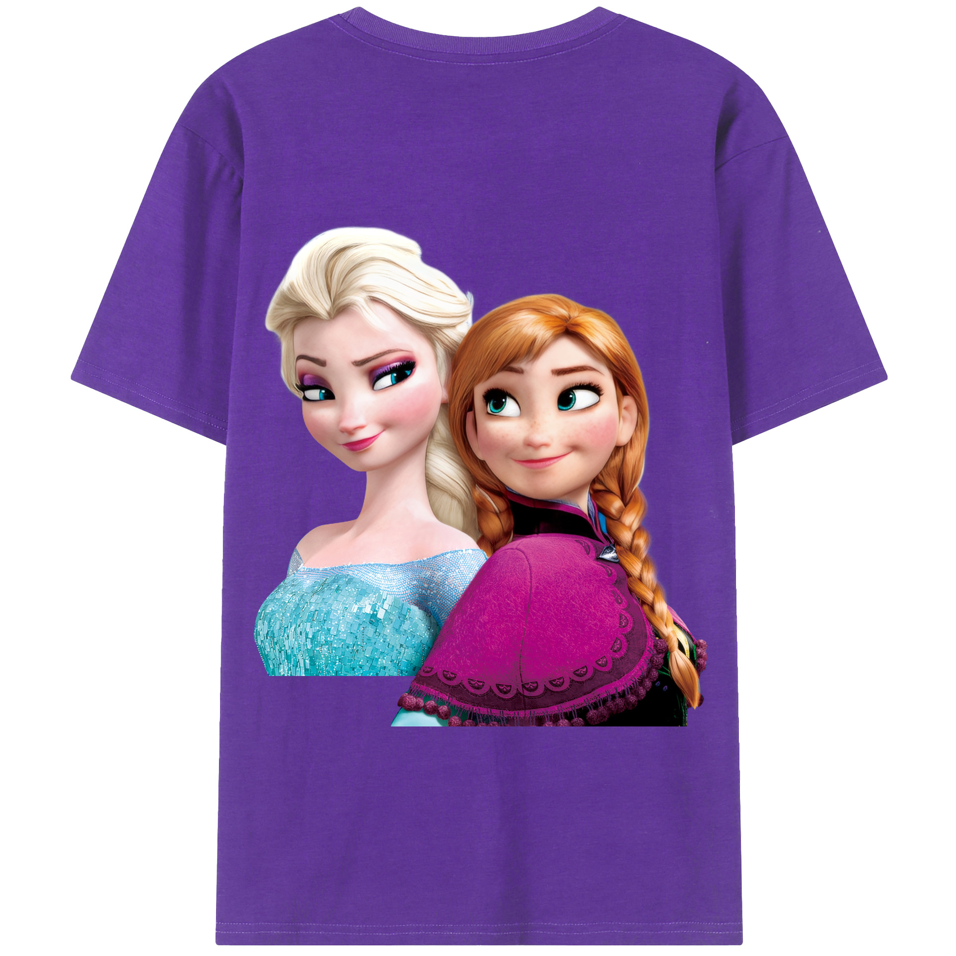 （画像用） アナと雪の女王 アンナ エルサ Frozen Anna Elsa 綿100％半袖Tシャツ（背面プリント）