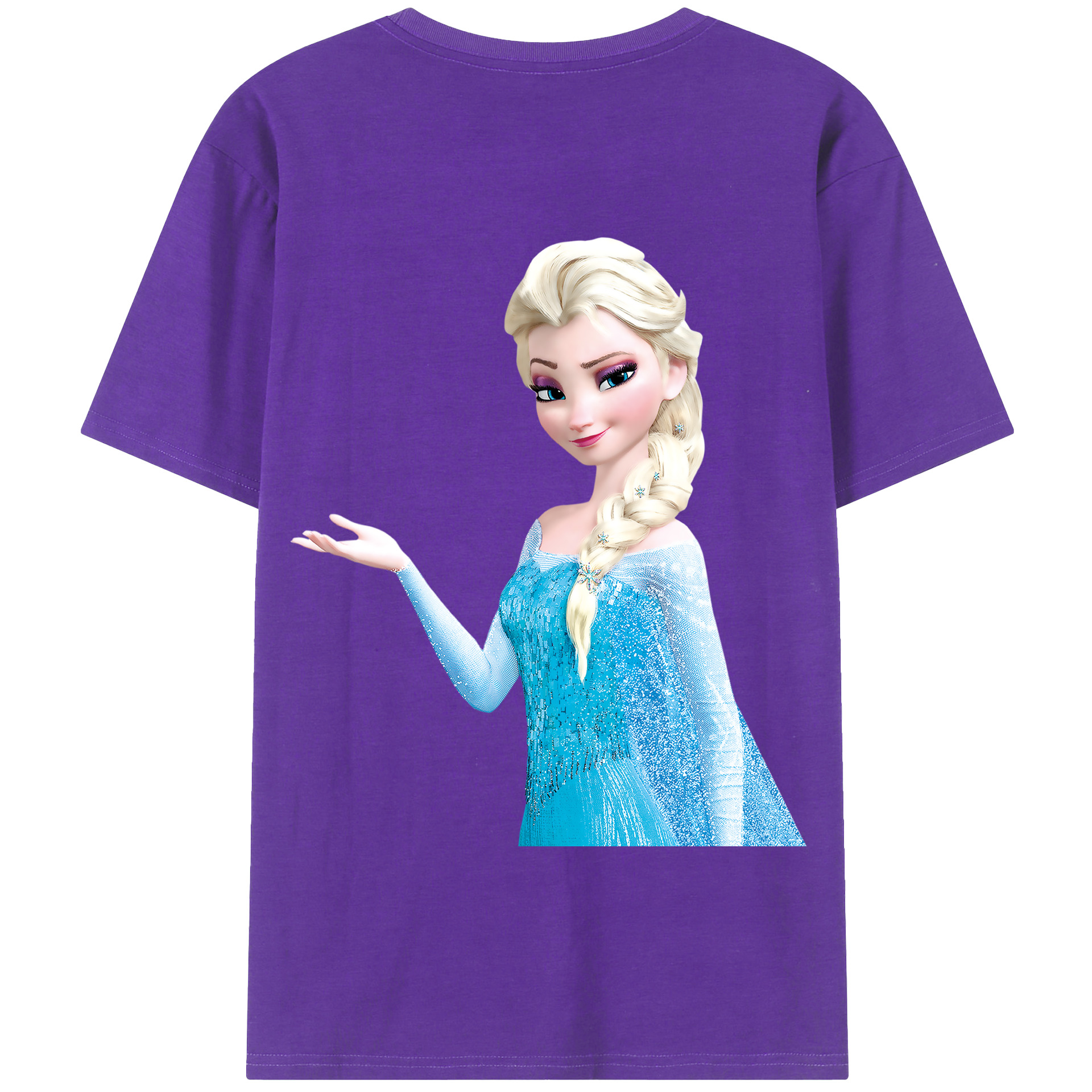 （画像用） アナと雪の女王 アンナ エルサ Frozen Anna Elsa 綿100％半袖Tシャツ（背面プリント）