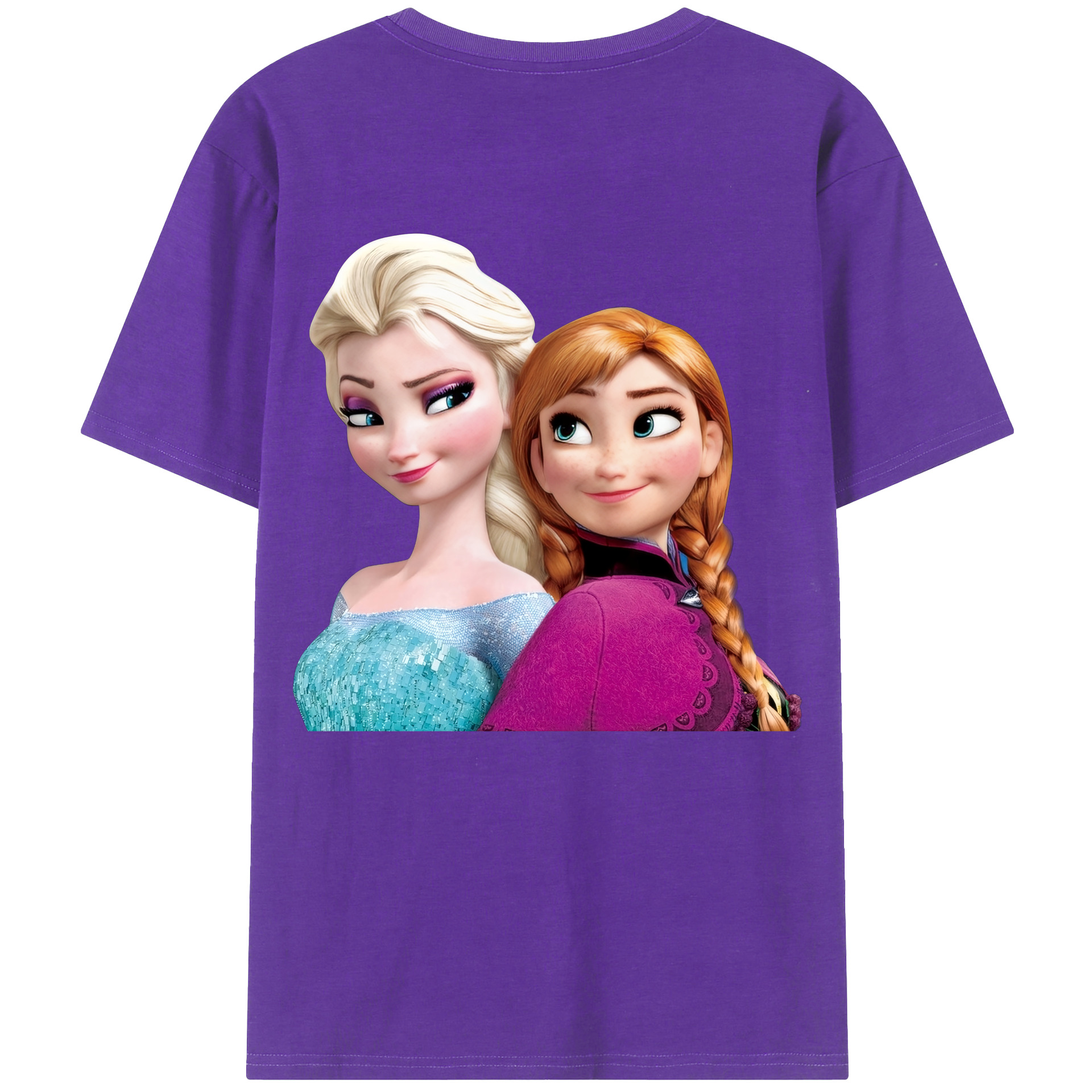 （画像用） アナと雪の女王 アンナ エルサ Frozen Anna Elsa 綿100％半袖Tシャツ（背面プリント）