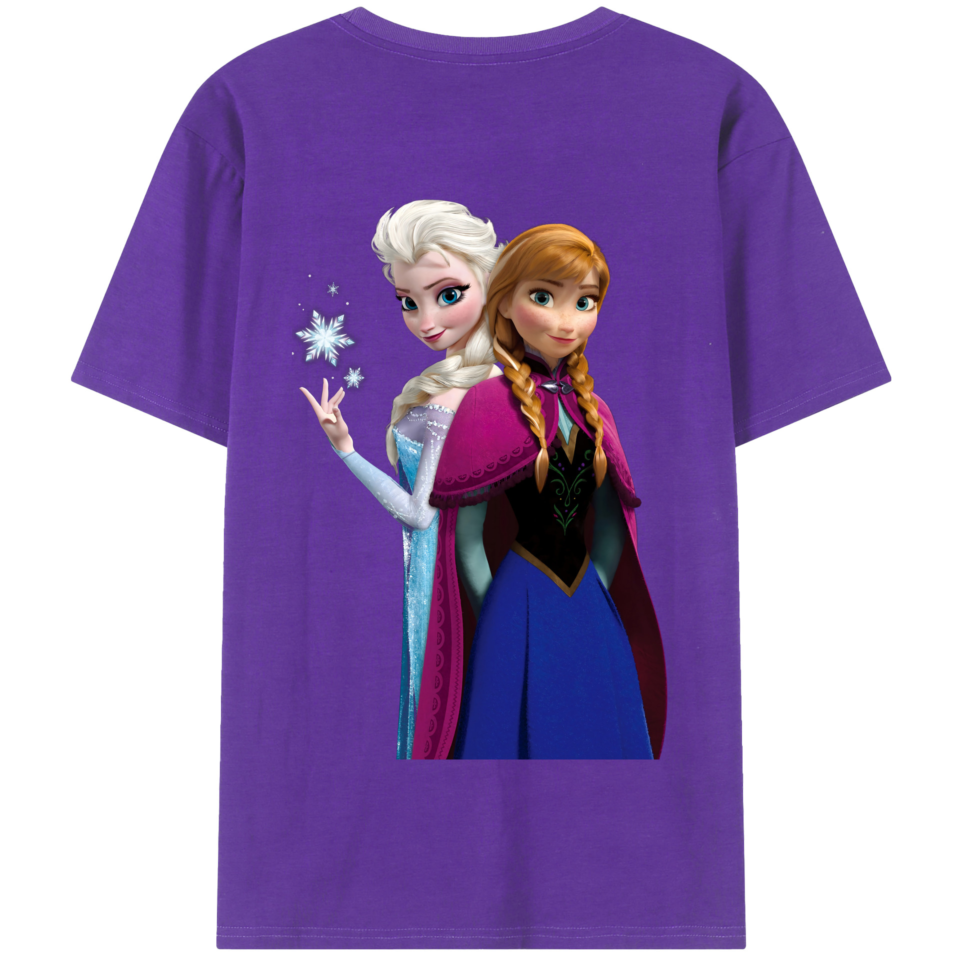 （画像用） アナと雪の女王 アンナ エルサ Frozen Anna Elsa 綿100％半袖Tシャツ（背面プリント）