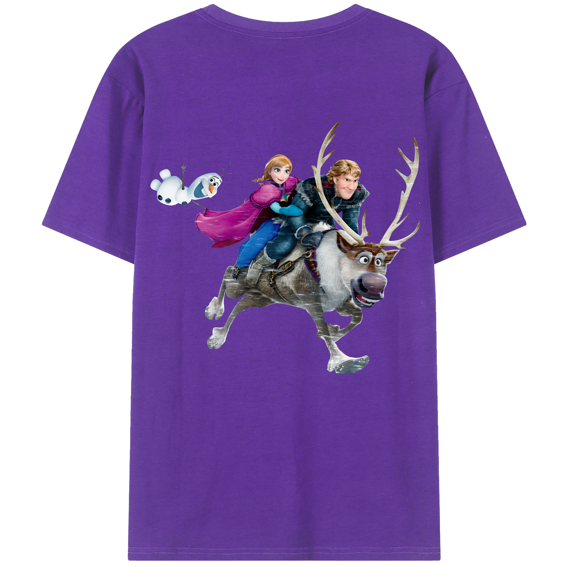 （画像用） アナと雪の女王 アンナ エルサ Frozen Anna Elsa 綿100％半袖Tシャツ（背面プリント）