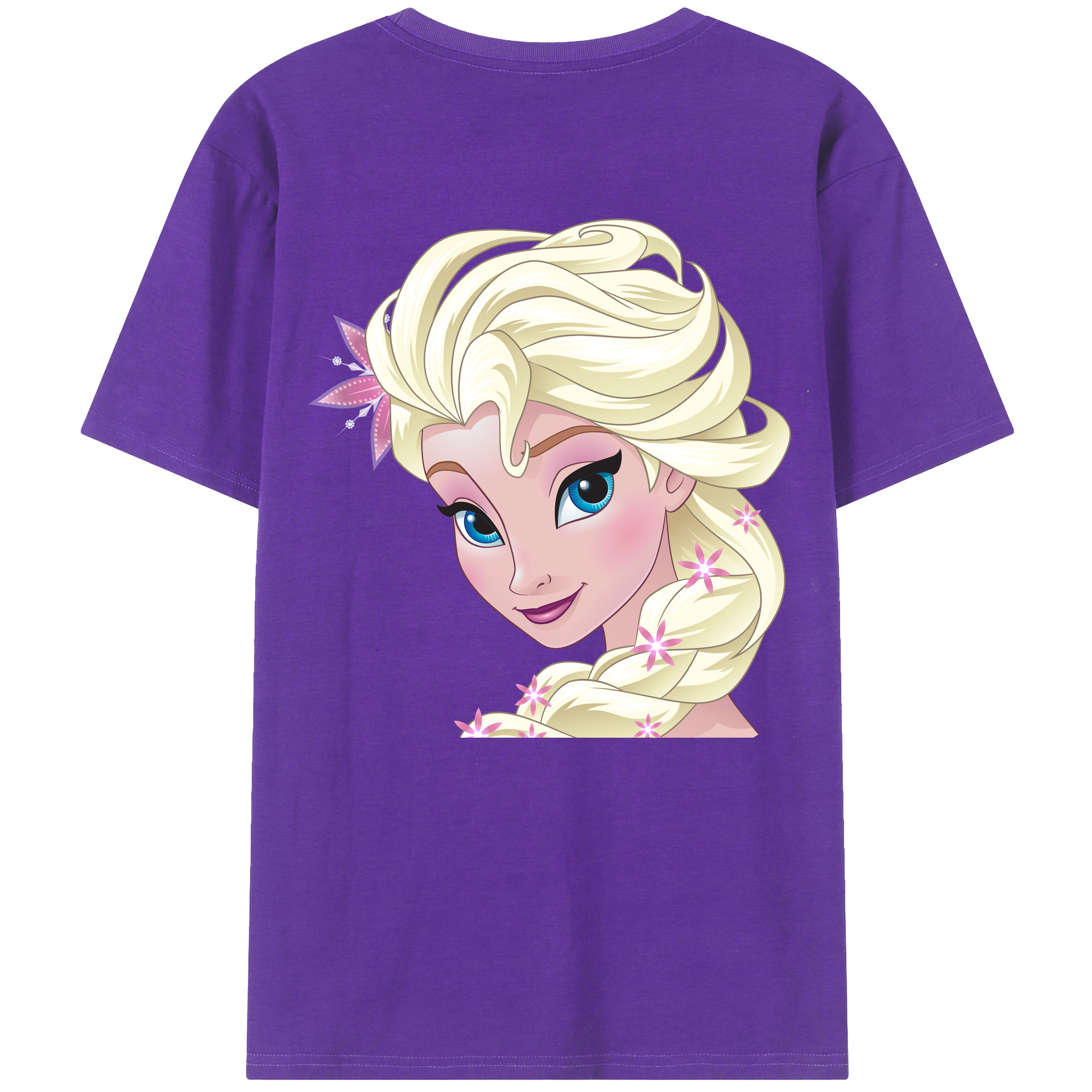 （画像用） アナと雪の女王 アンナ エルサ Frozen Anna Elsa 綿100％半袖Tシャツ（背面プリント）