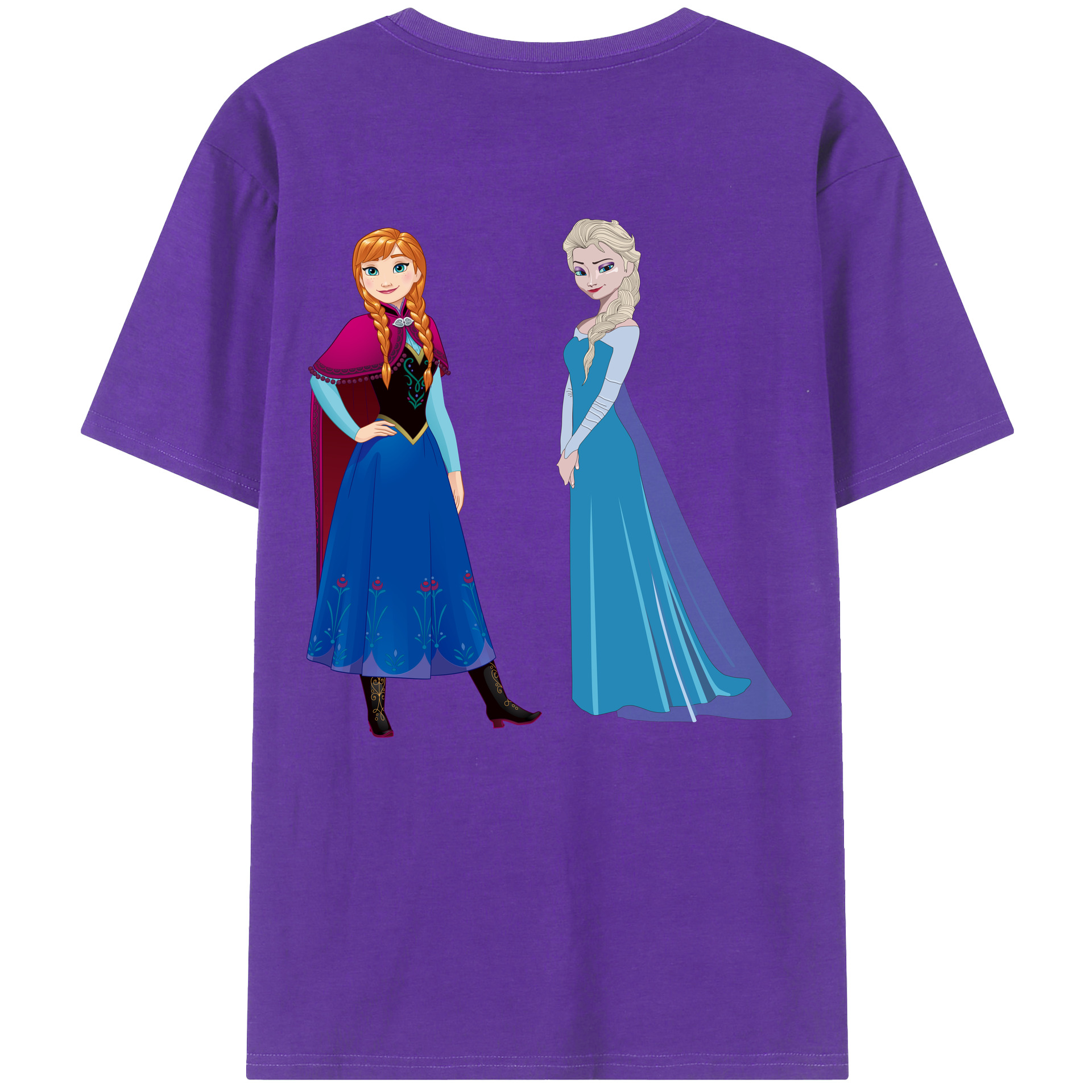 （画像用） アナと雪の女王 アンナ エルサ Frozen Anna Elsa 綿100％半袖Tシャツ（背面プリント）