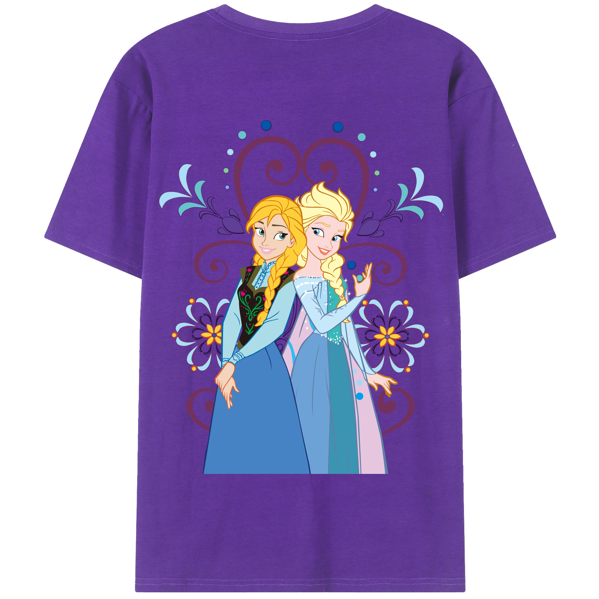 （画像用） アナと雪の女王 アンナ エルサ Frozen Anna Elsa 綿100％半袖Tシャツ（背面プリント）