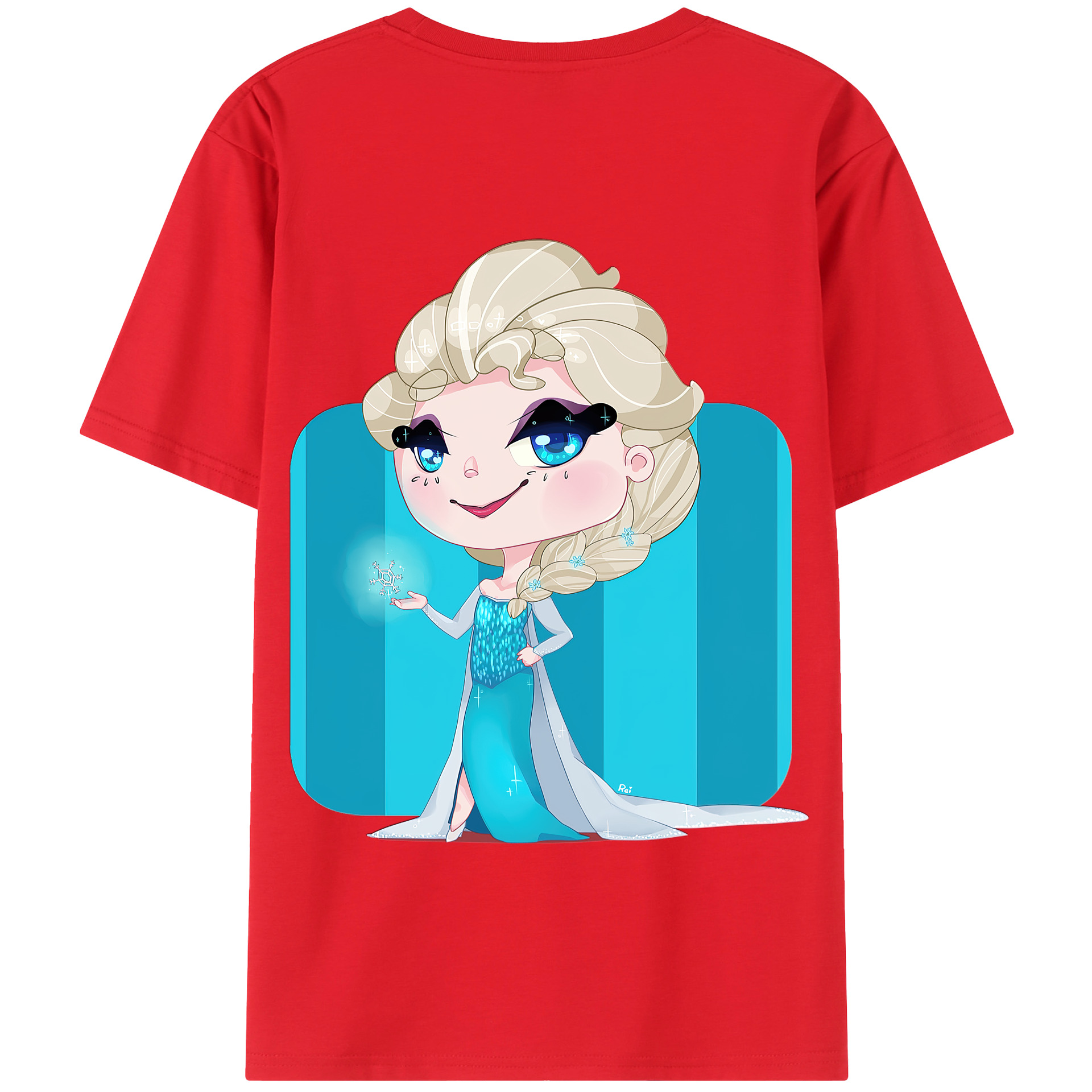 （画像用） アナと雪の女王 アンナ エルサ Frozen Anna Elsa 綿100％半袖Tシャツ（背面プリント）