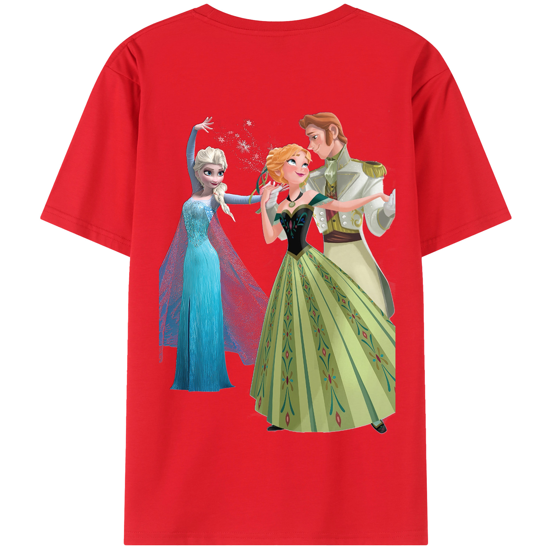 （画像用） アナと雪の女王 アンナ エルサ Frozen Anna Elsa 綿100％半袖Tシャツ（背面プリント）