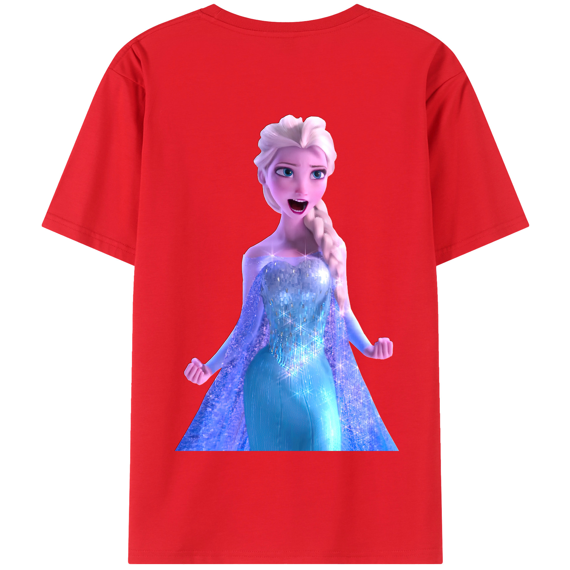 （画像用） アナと雪の女王 アンナ エルサ Frozen Anna Elsa 綿100％半袖Tシャツ（背面プリント）