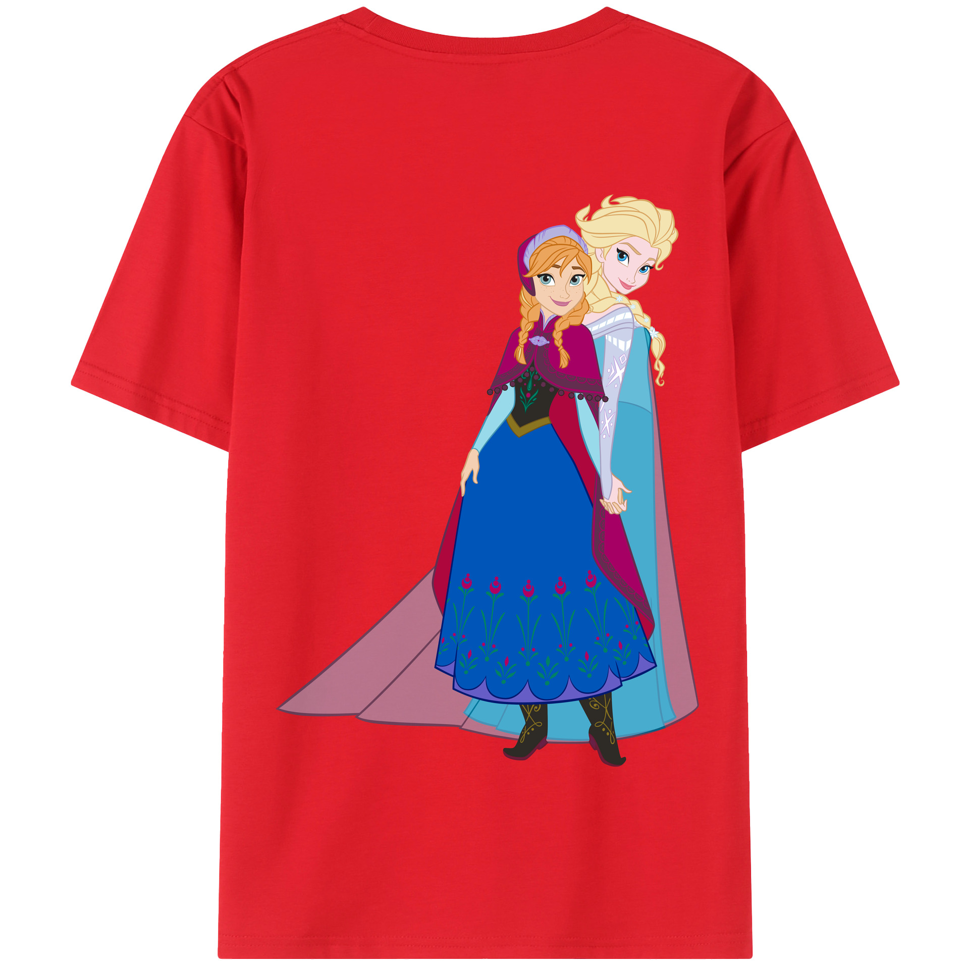 （画像用） アナと雪の女王 アンナ エルサ Frozen Anna Elsa 綿100％半袖Tシャツ（背面プリント）