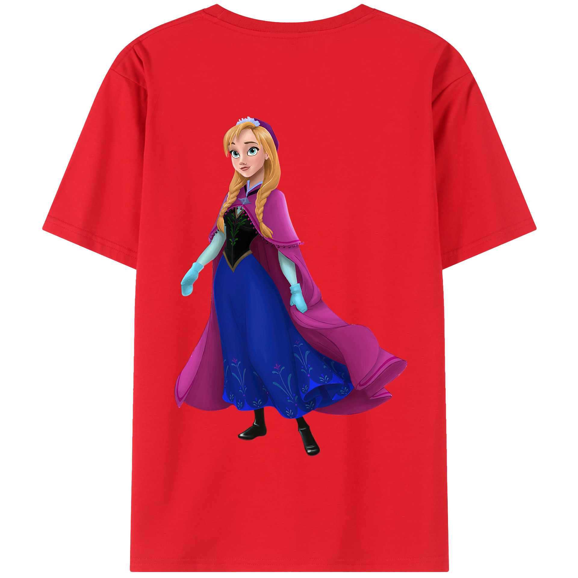 （画像用） アナと雪の女王 アンナ エルサ Frozen Anna Elsa 綿100％半袖Tシャツ（背面プリント）