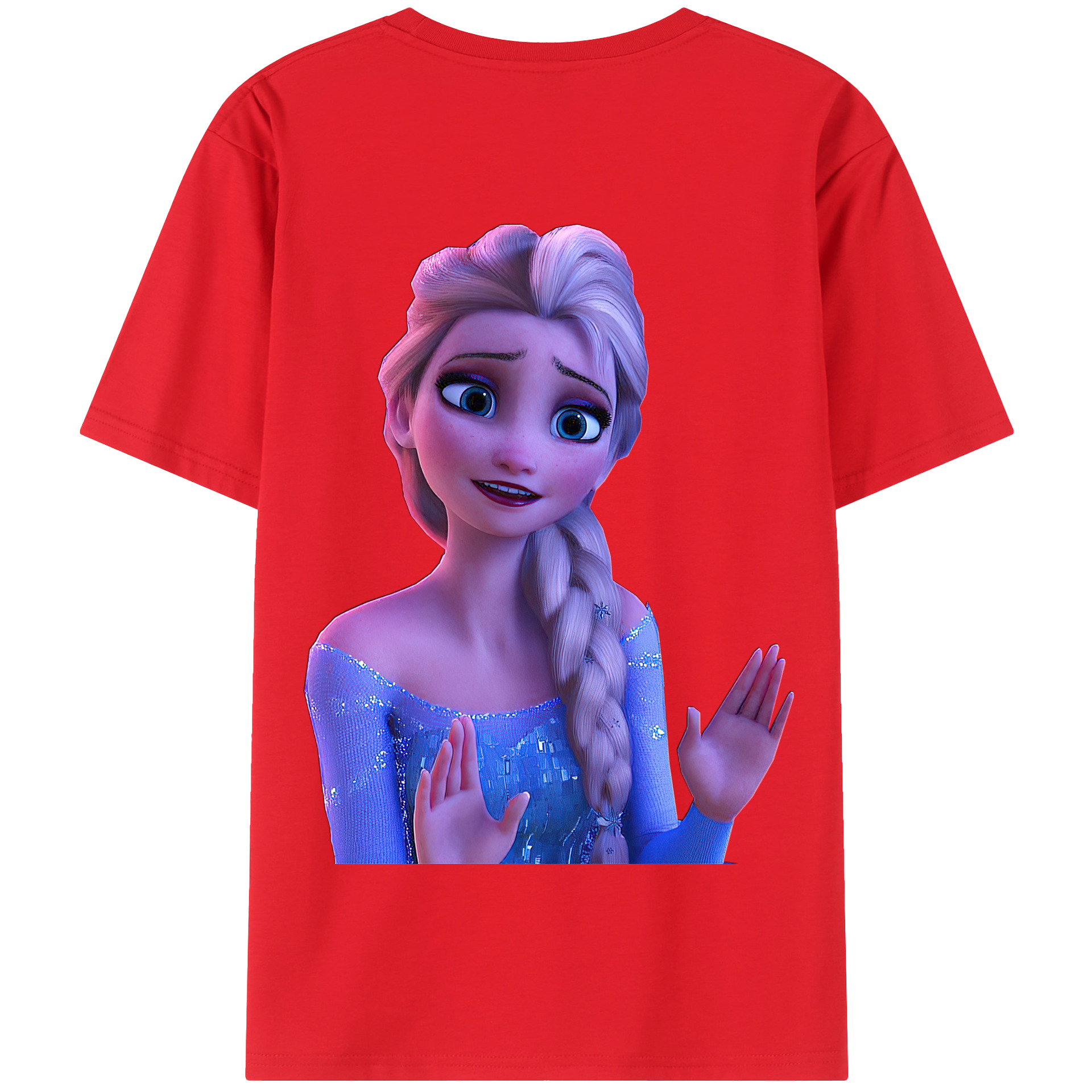（画像用） アナと雪の女王 アンナ エルサ Frozen Anna Elsa 綿100％半袖Tシャツ（背面プリント）