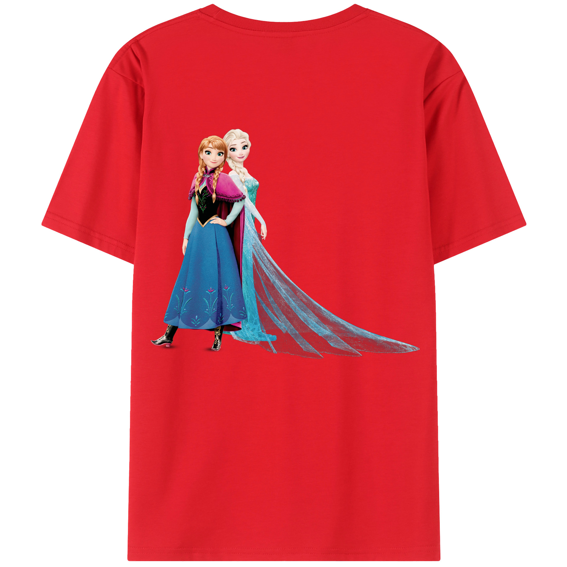 （画像用） アナと雪の女王 アンナ エルサ Frozen Anna Elsa 綿100％半袖Tシャツ（背面プリント）