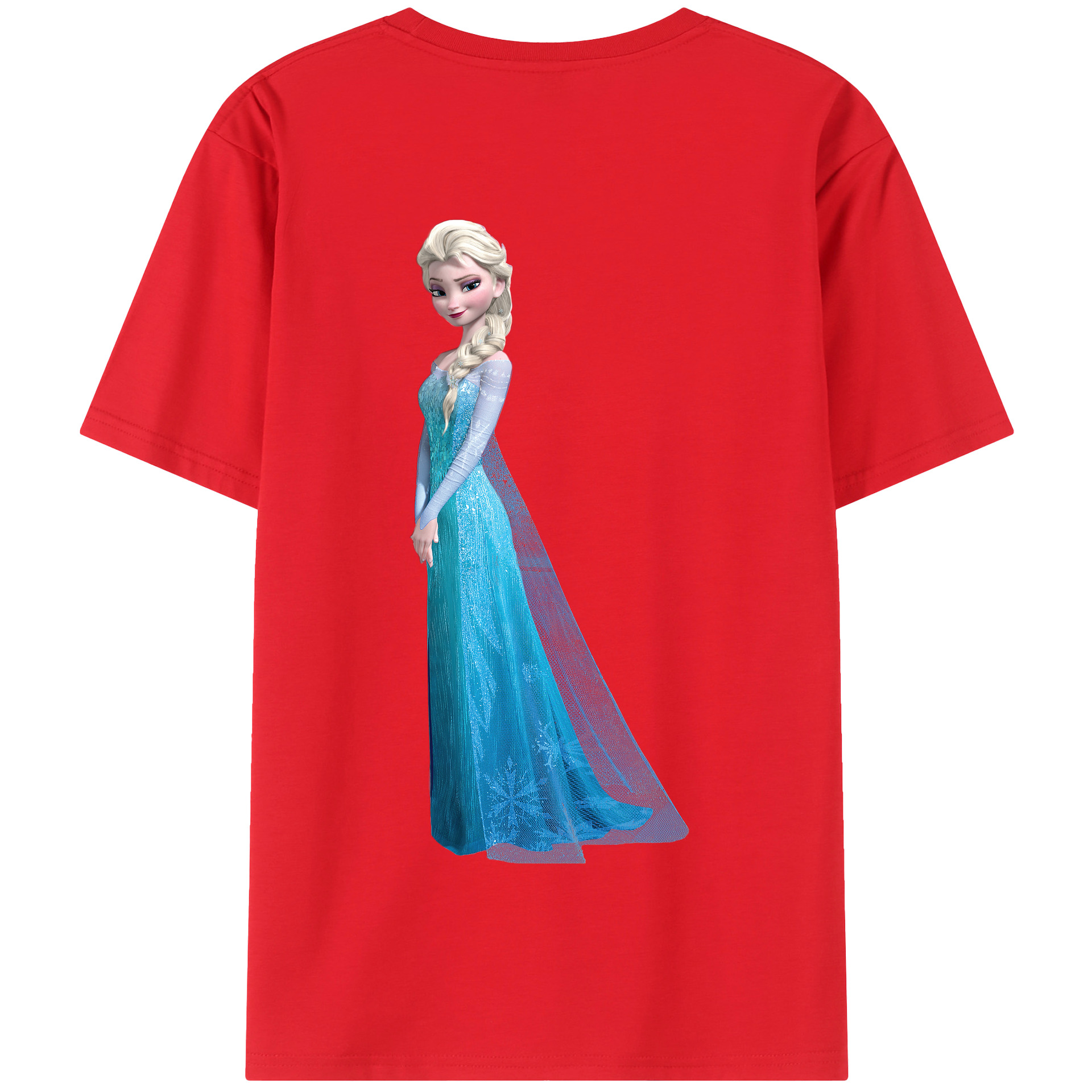 （画像用） アナと雪の女王 アンナ エルサ Frozen Anna Elsa 綿100％半袖Tシャツ（背面プリント）