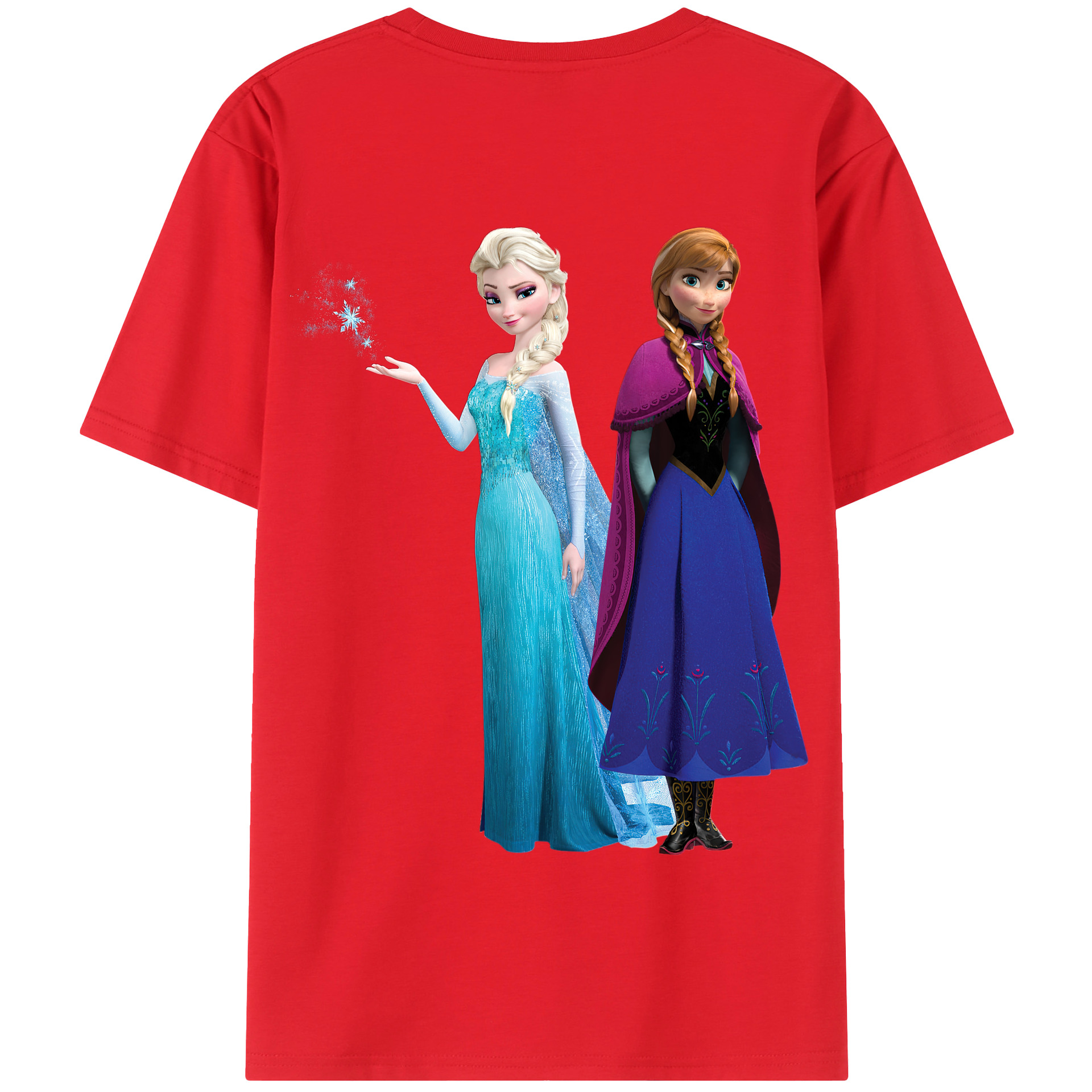（画像用） アナと雪の女王 アンナ エルサ Frozen Anna Elsa 綿100％半袖Tシャツ（背面プリント）